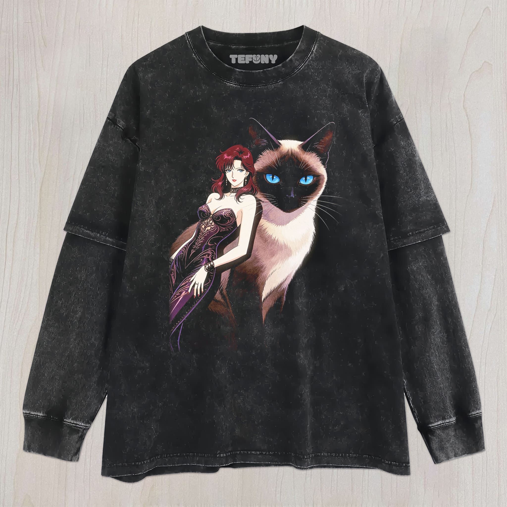 RETRO 90S GIRL AND CAT V1 UNISEX TEE, TANK TOP, LAYERED LS, SWEATSHIRT & HOODIE