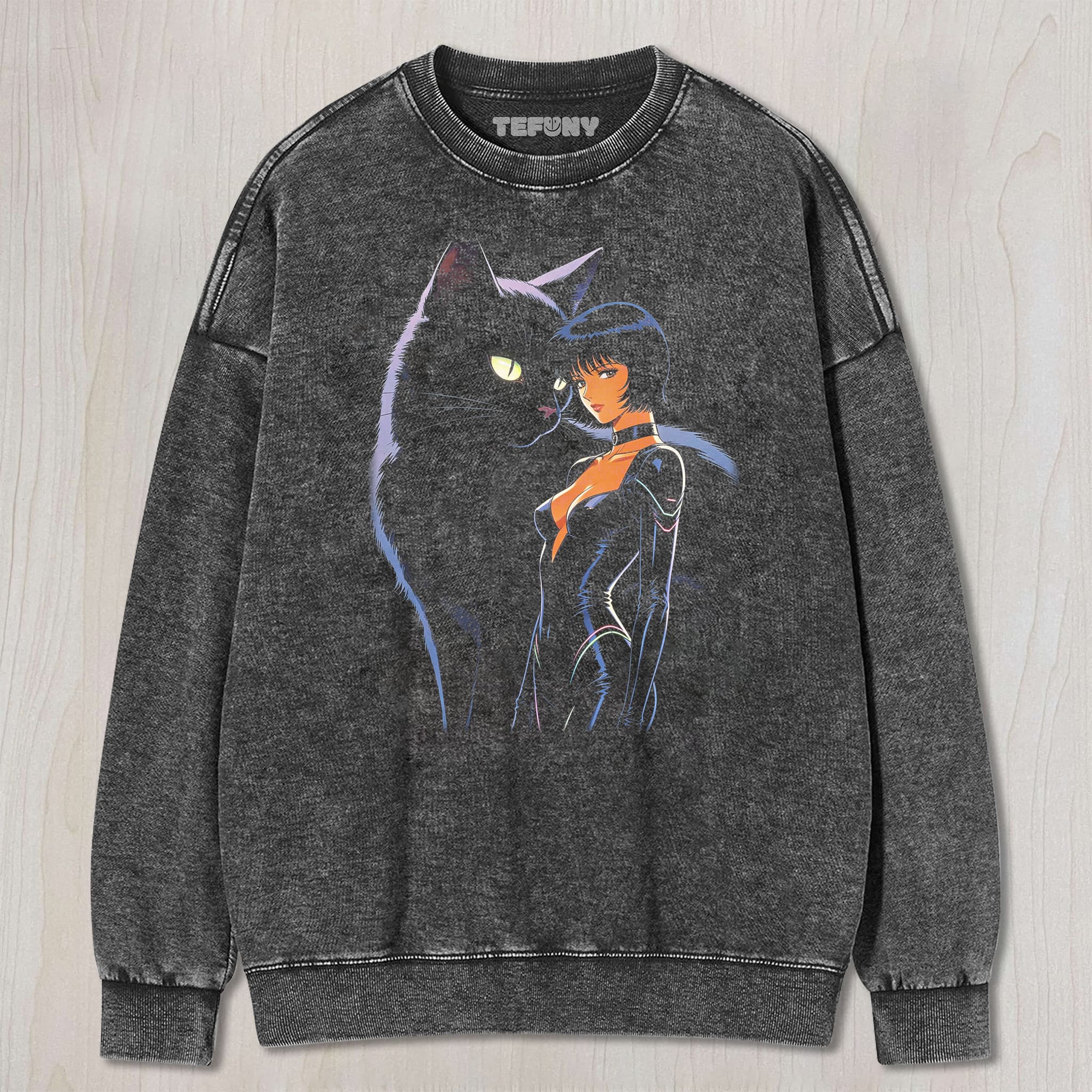 RETRO 90S GIRL AND CAT V2 UNISEX TEE, TANK TOP, LAYERED LS, SWEATSHIRT & HOODIE
