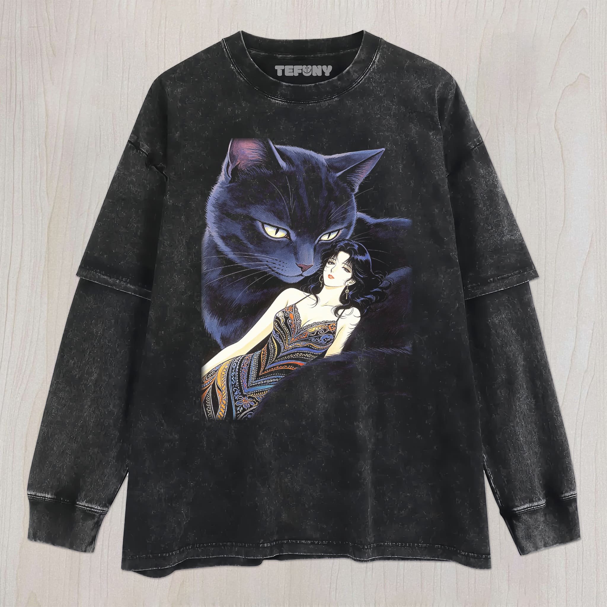 RETRO 90S GIRL AND CAT V4 UNISEX TEE, TANK TOP, LAYERED LS, SWEATSHIRT & HOODIE