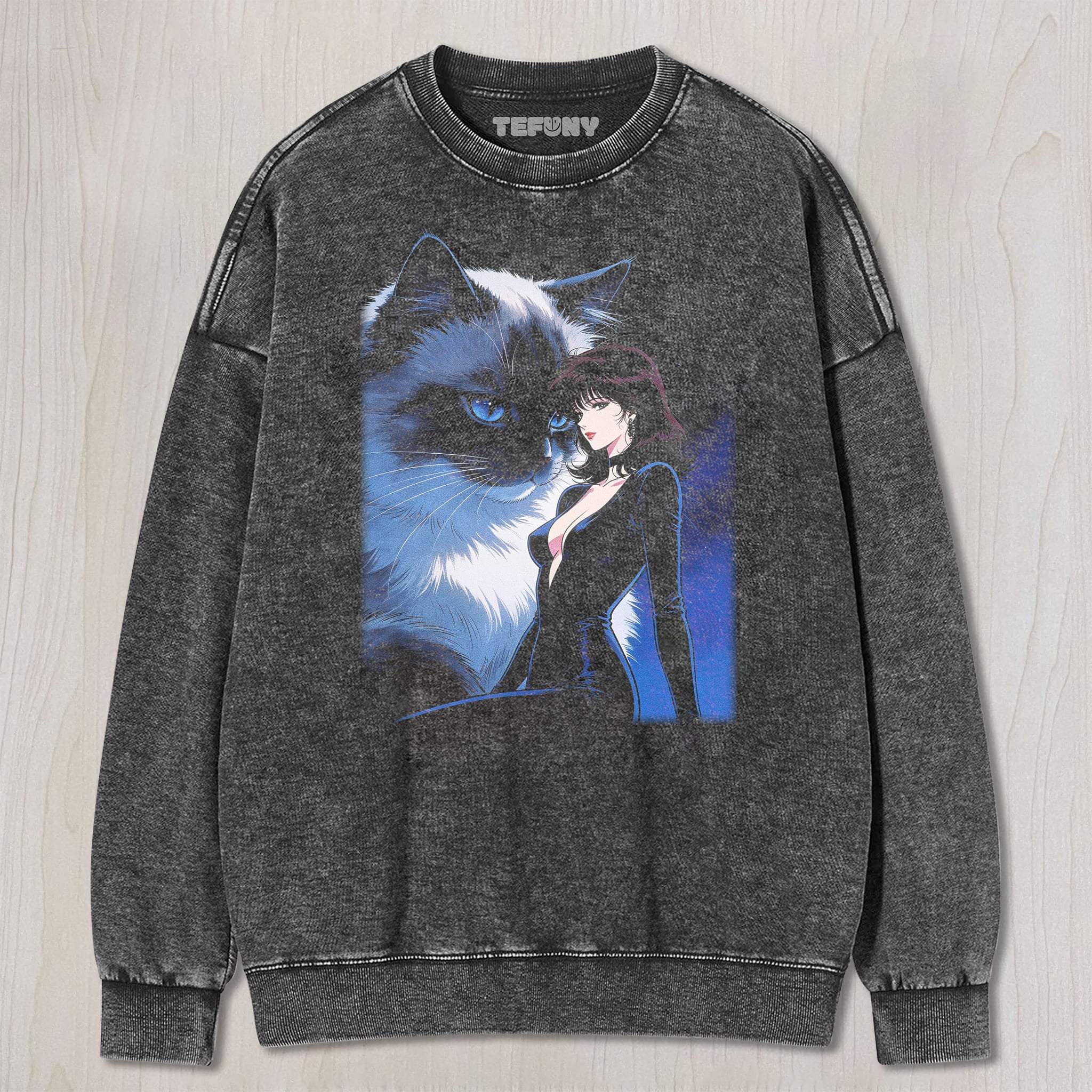 RETRO 90S GIRL AND CAT V5 UNISEX TEE, TANK TOP, LAYERED LS, SWEATSHIRT & HOODIE