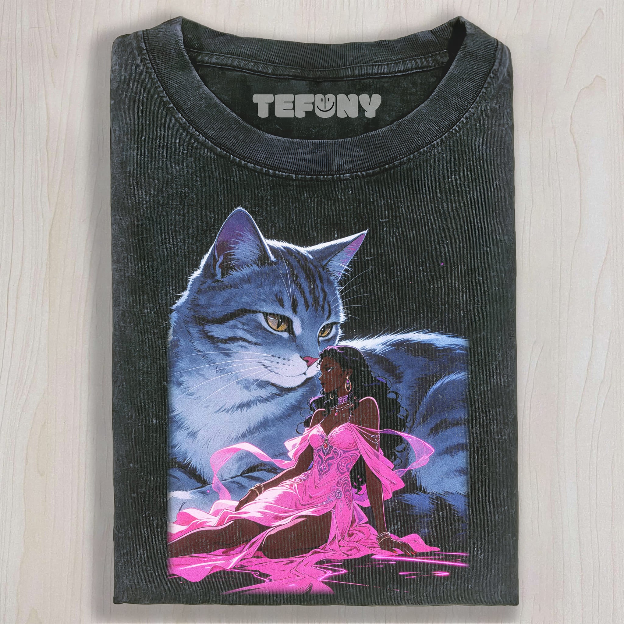 RETRO 90S GIRL AND CAT V8 UNISEX TEE, TANK TOP, LAYERED LS, SWEATSHIRT & HOODIE