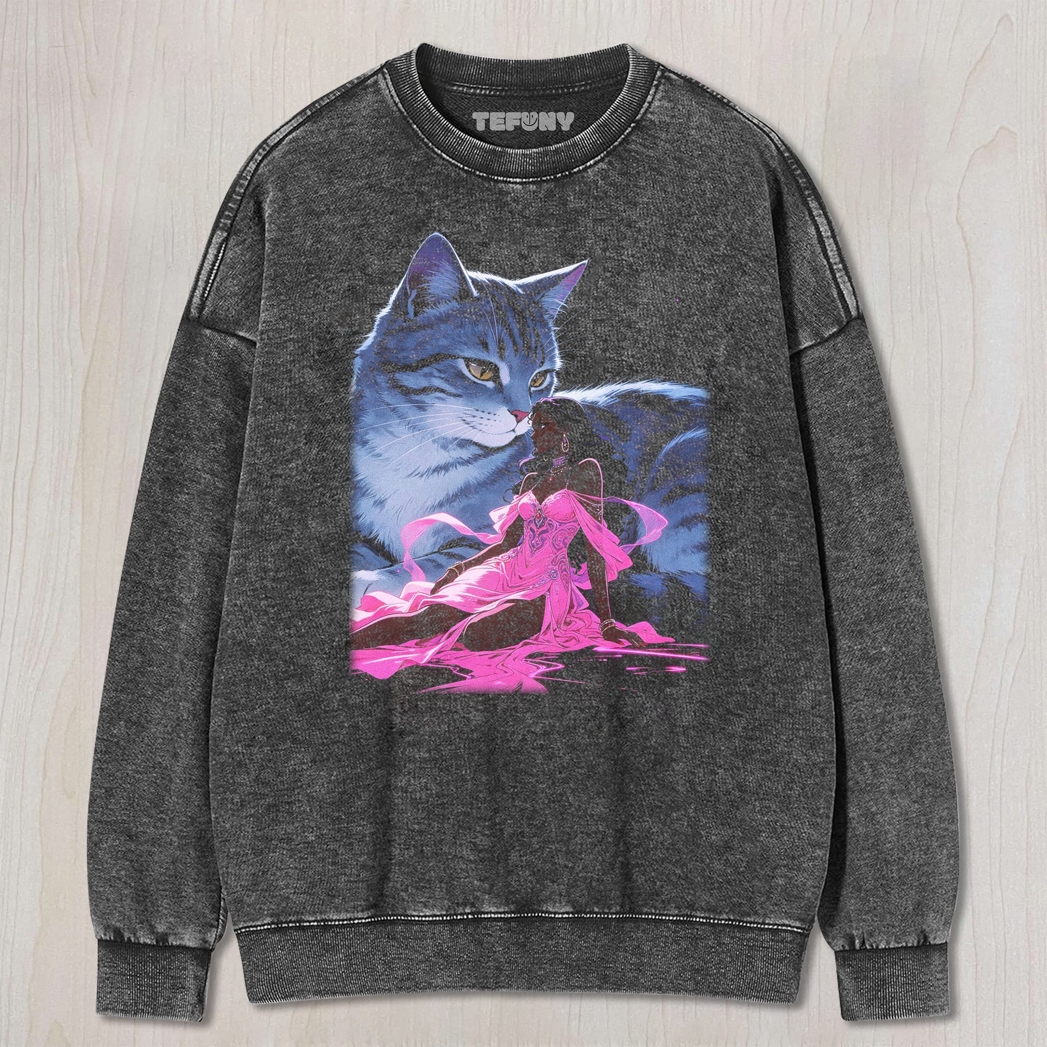 RETRO 90S GIRL AND CAT V8 UNISEX TEE, TANK TOP, LAYERED LS, SWEATSHIRT & HOODIE