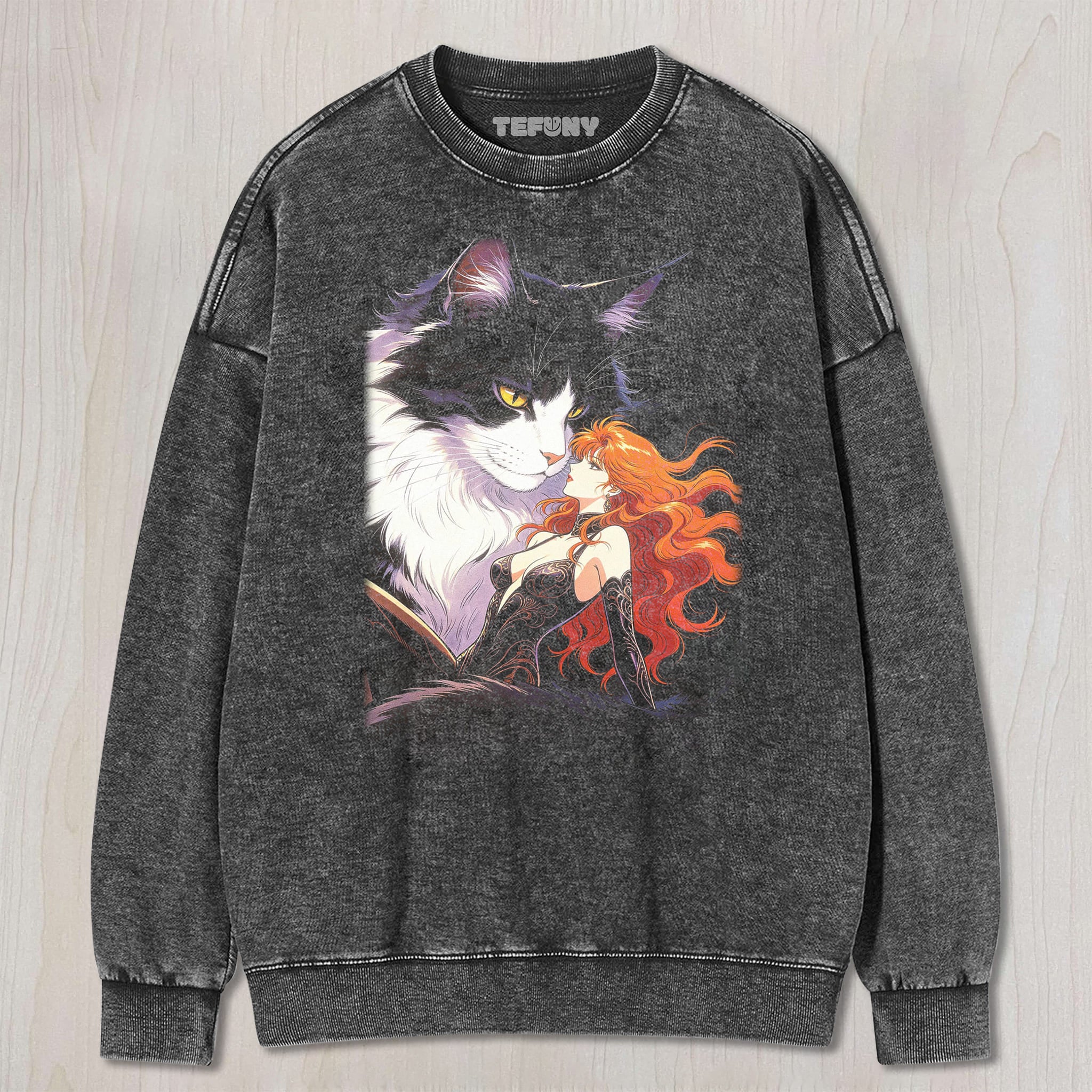 RETRO 90S GIRL AND CAT V9 UNISEX TEE, TANK TOP, LAYERED LS, SWEATSHIRT & HOODIE
