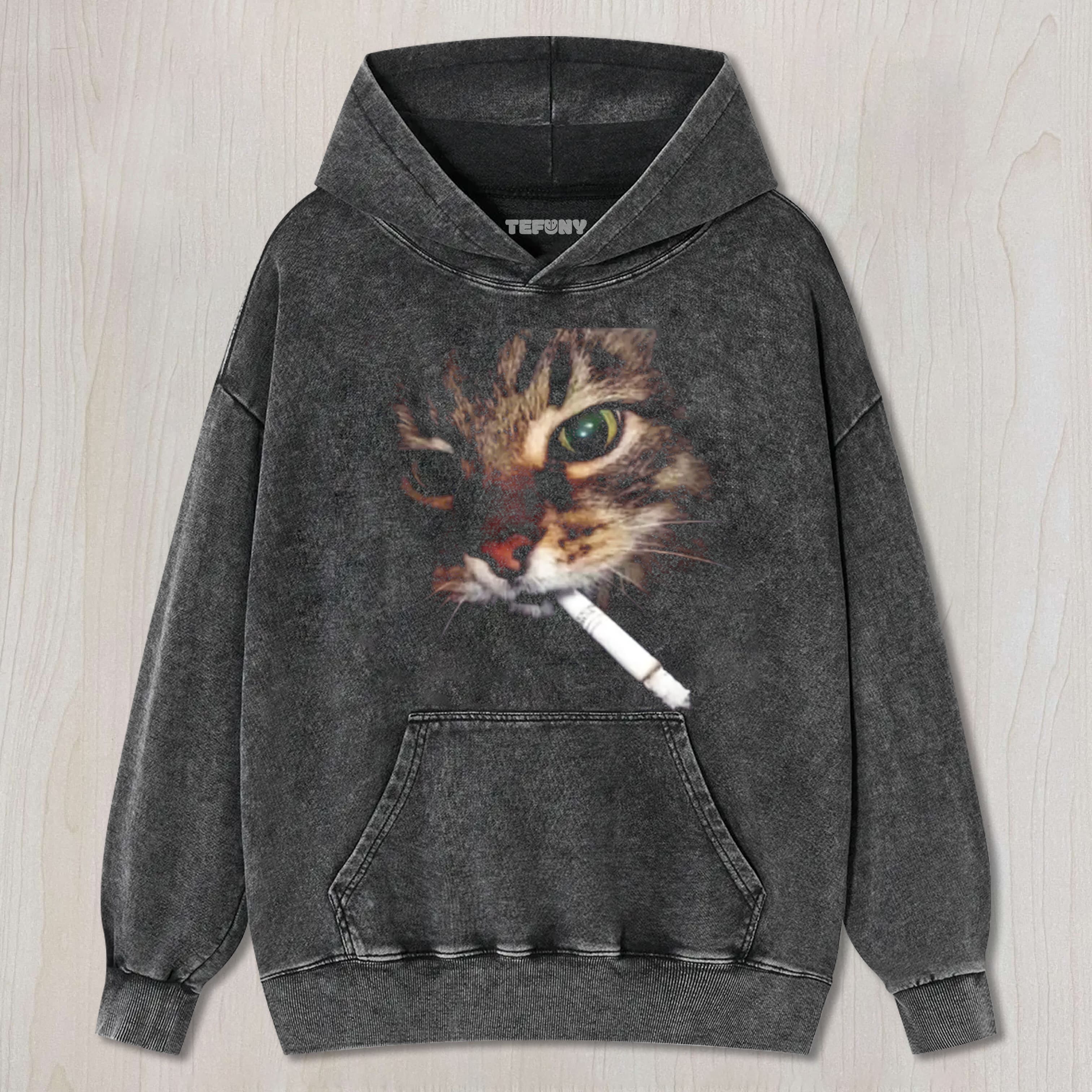 RETRO FUNNY CAT ART PRINT CASUAL UNISEX TEE, TANK TOP, LAYERED LS, SWEATSHIRT & HOODIE