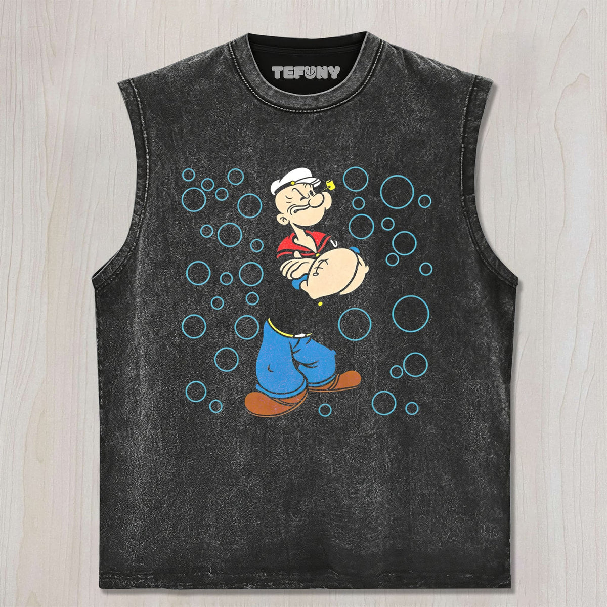 RETRO MUSCULAR SAILOR CHARACTER WITH BUBBLES UNISEX TEE, TANK TOP, LAYERED LS, SWEATSHIRT & HOODIE