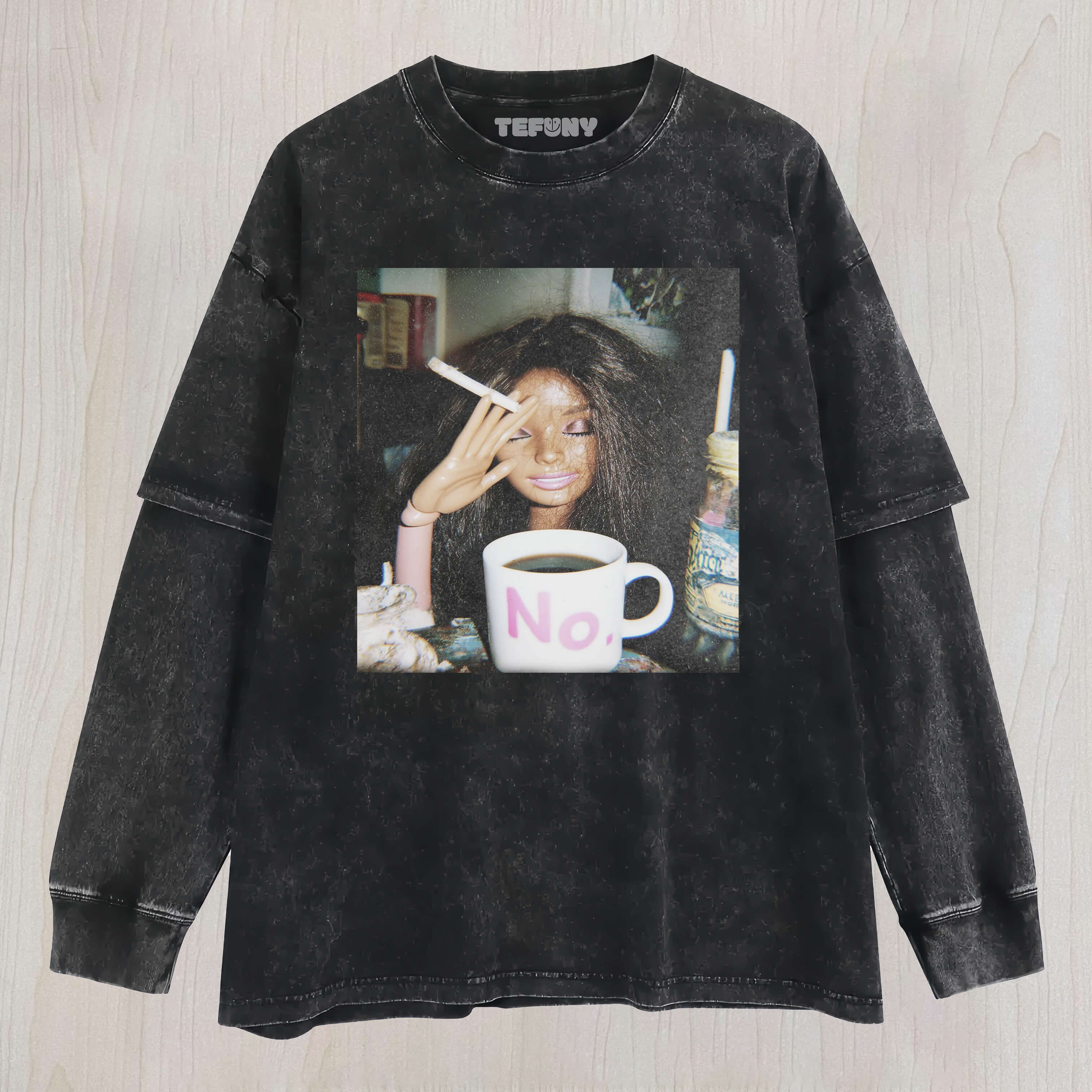 RETRO SMOKING AFRO BARBIE LAYERED LONG SLEEVE