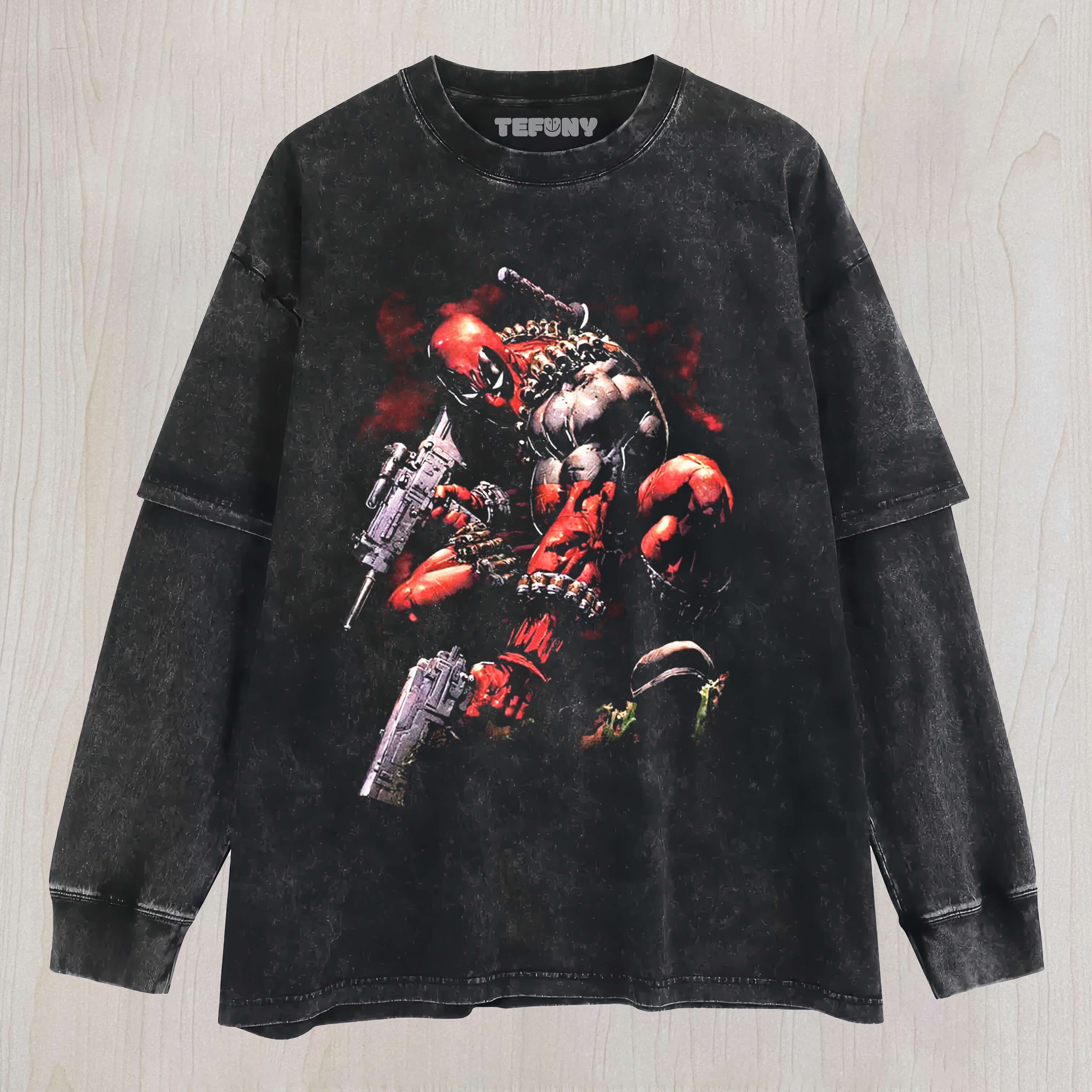RETRO AND COOL DEADPOOL LAYERED LONG SLEEVE