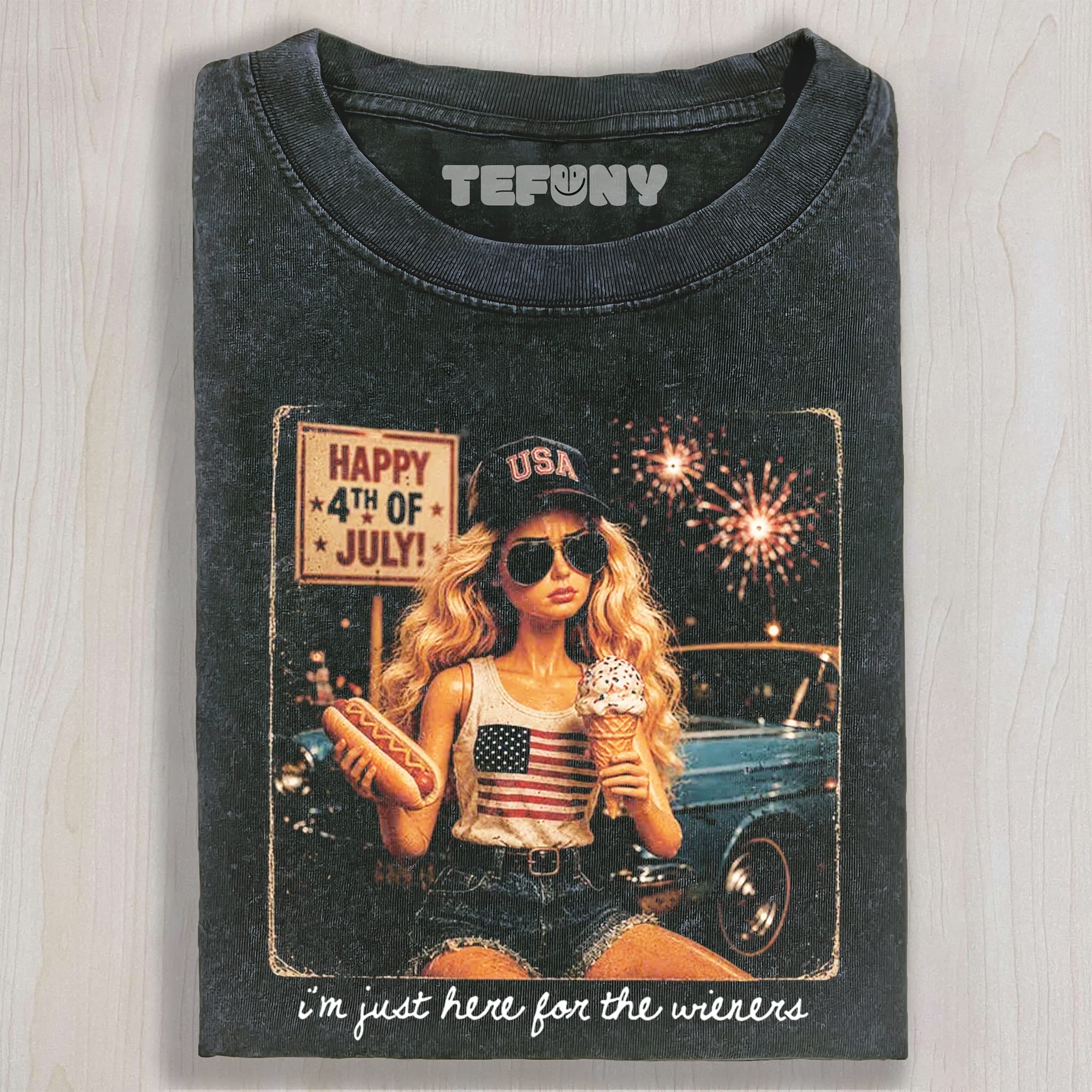 RETRO DOLL 4TH OF JULY V4 UNISEX TEE, TANK TOP, LAYERED LS, SWEATSHIRT & HOODIE