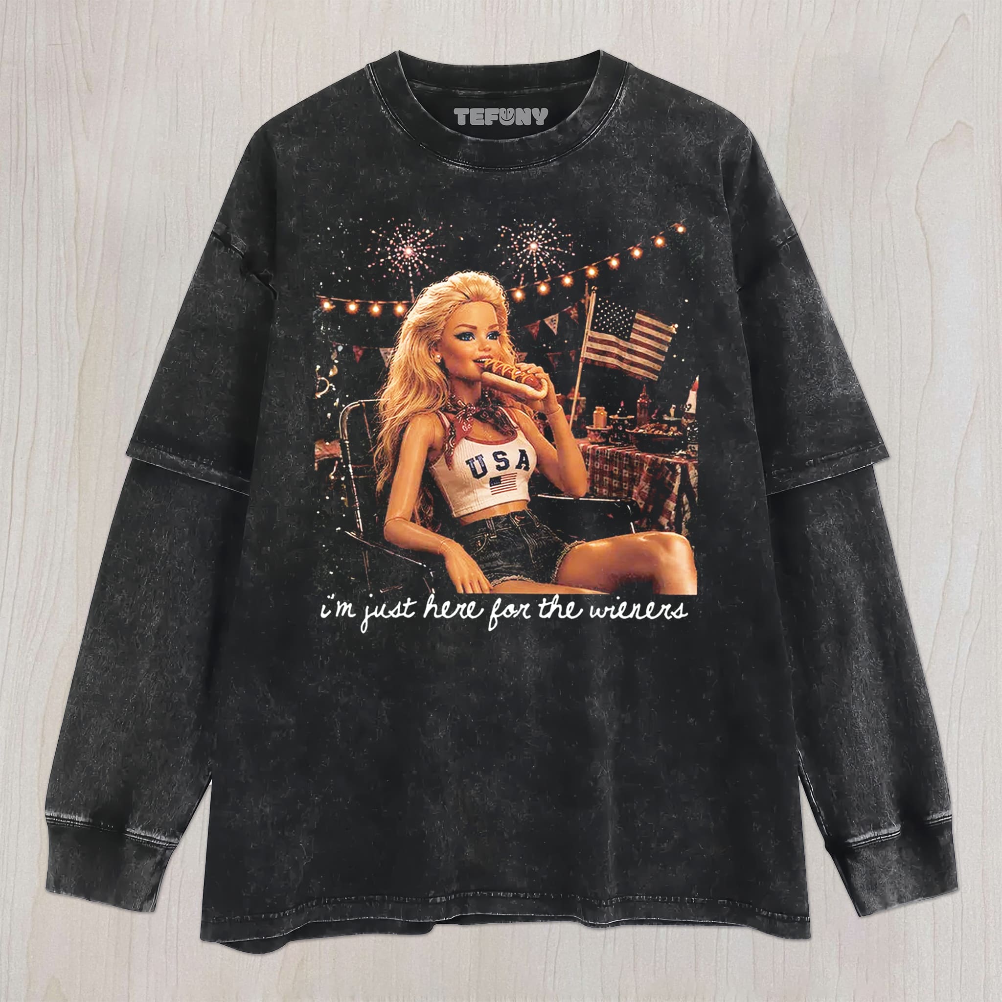RETRO DOLL 4TH OF JULY V5 UNISEX TEE, TANK TOP, LAYERED LS, SWEATSHIRT & HOODIE