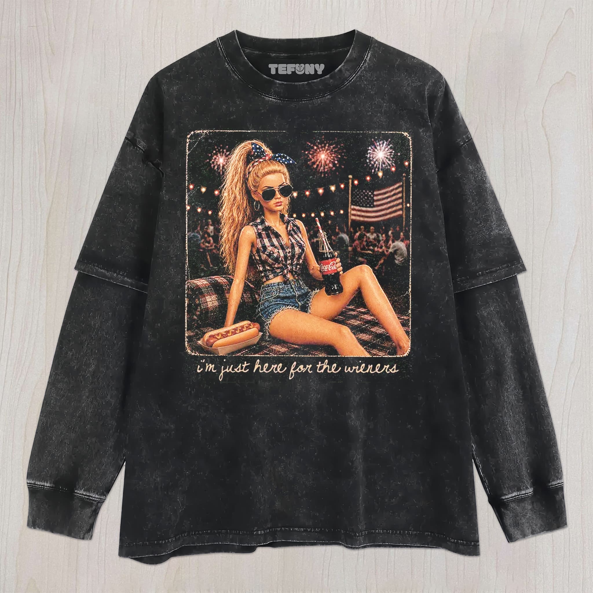 RETRO DOLL 4TH OF JULY V6 UNISEX TEE, TANK TOP, LAYERED LS, SWEATSHIRT & HOODIE