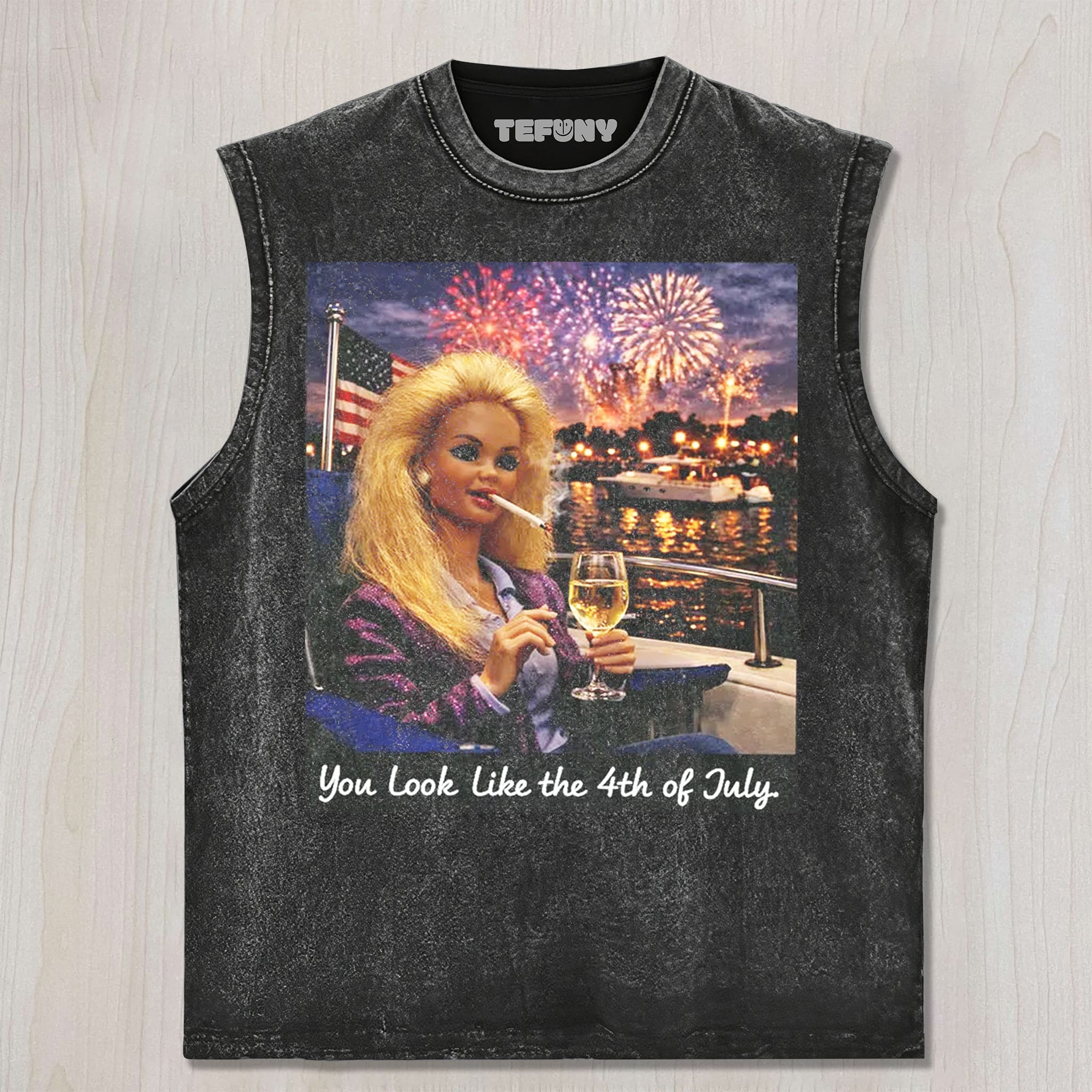 RETRO DOLL 4TH OF JULY V7 UNISEX TEE, TANK TOP, LAYERED LS, SWEATSHIRT & HOODIE