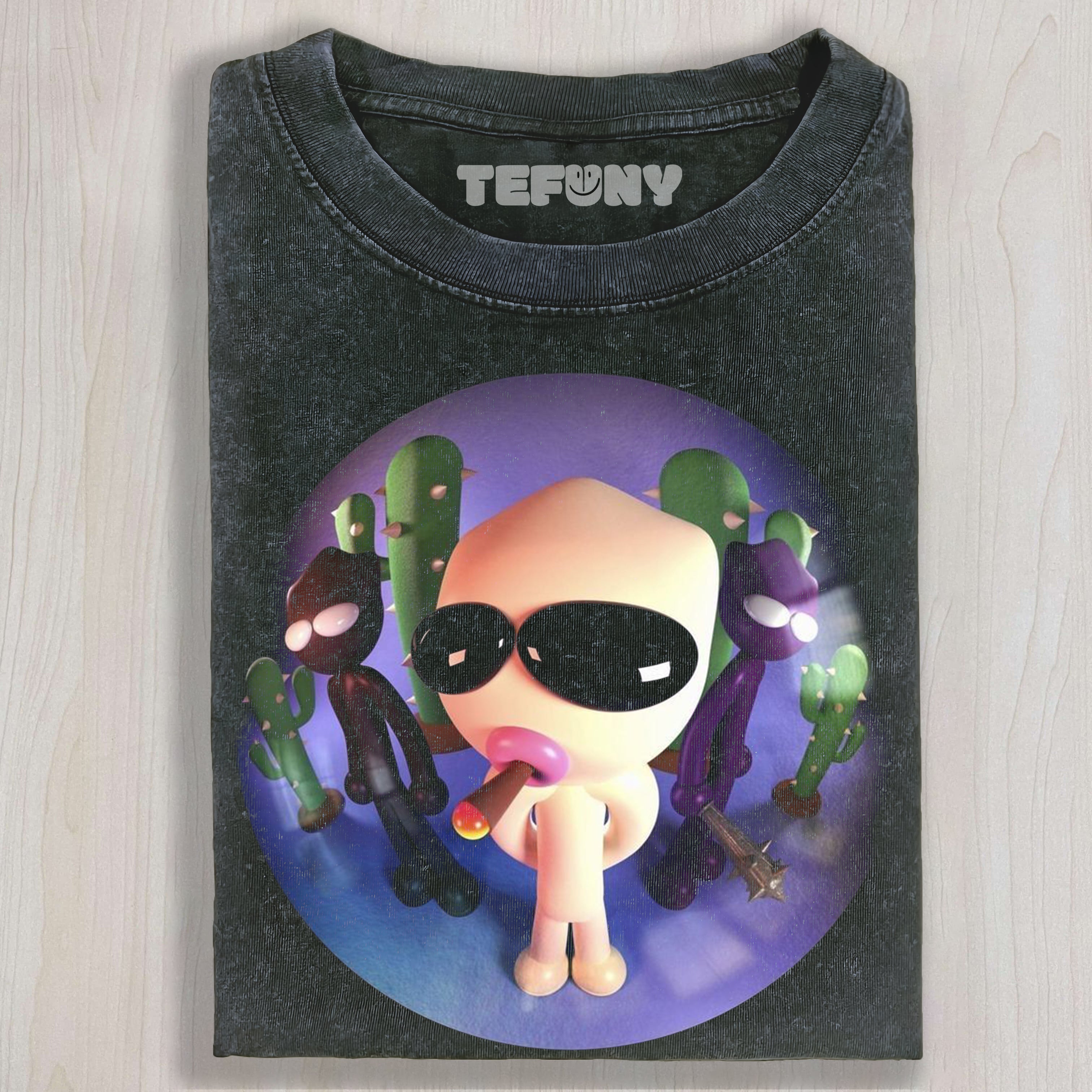 RETRO FISHEYE LENS ANIMATION SMOKING T-SHIRT