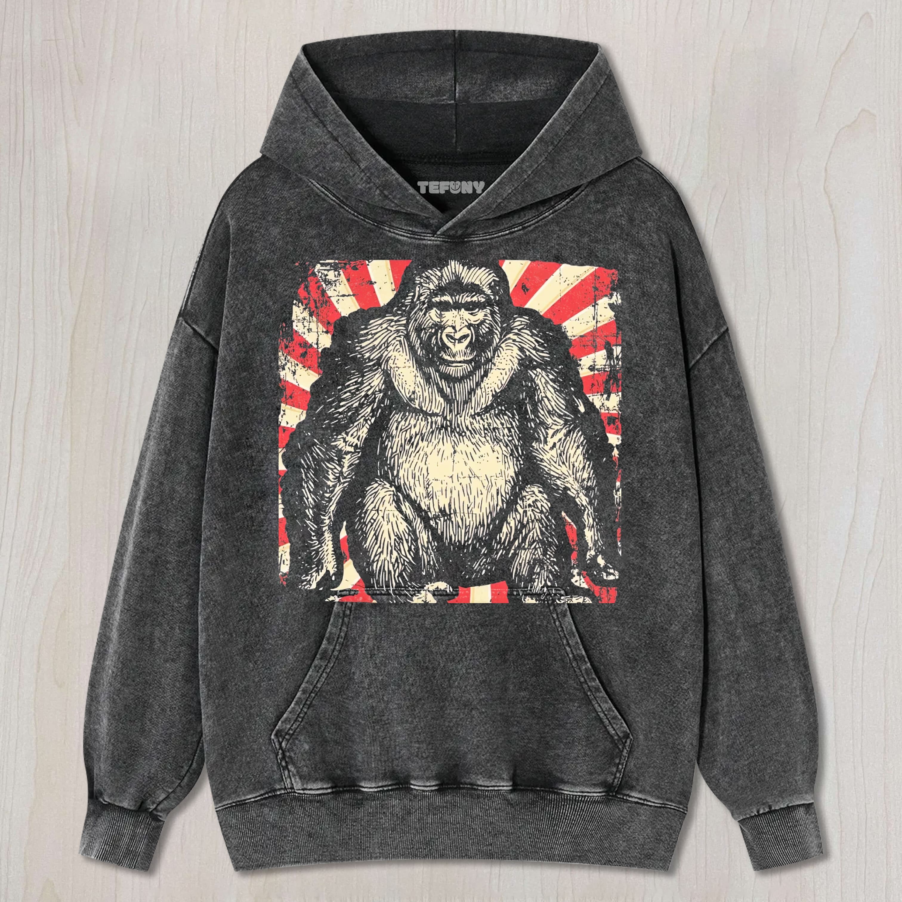 RETRO GORILLA GRAPHIC VINTAGE WASHED UNISEX TEE, TANK TOP, LAYERED LS, SWEATSHIRT & HOODIE