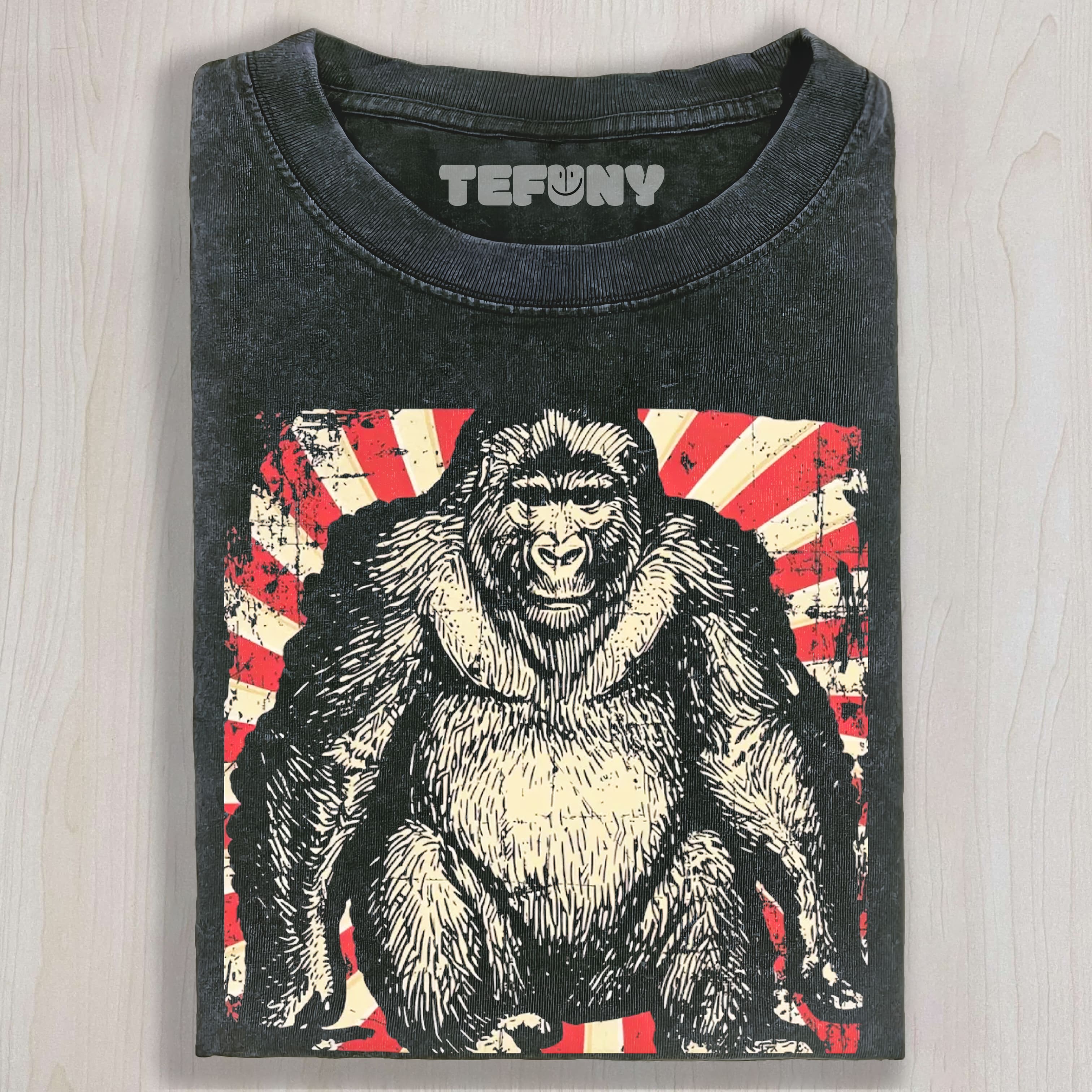 RETRO GORILLA GRAPHIC VINTAGE WASHED UNISEX TEE, TANK TOP, LAYERED LS, SWEATSHIRT & HOODIE