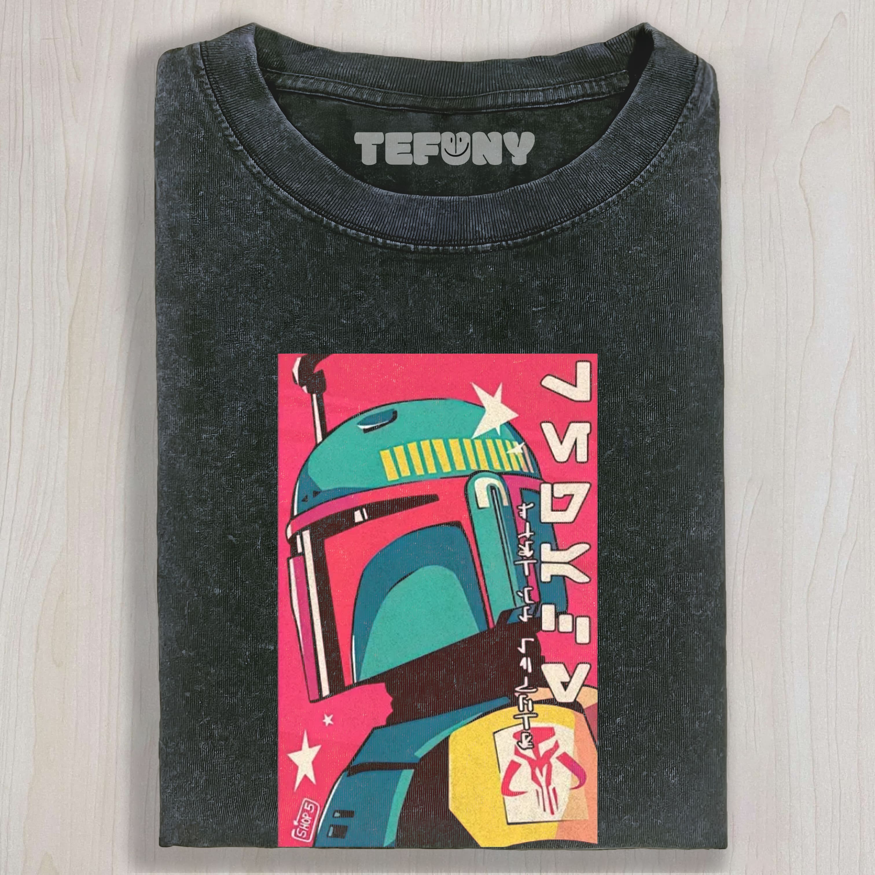 RETRO JAPANESE POP ART BOBA FETT WASHED TEE & SWEAT & HOOD