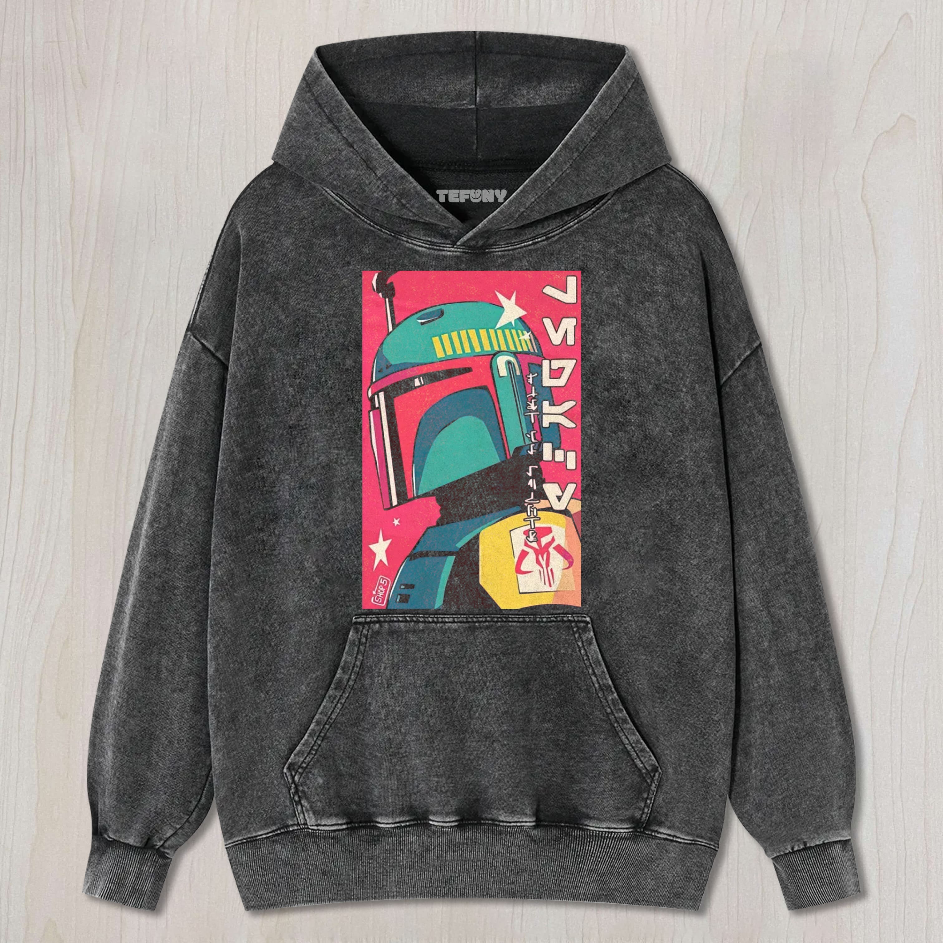 RETRO JAPANESE POP ART BOBA FETT WASHED TEE & SWEAT & HOOD