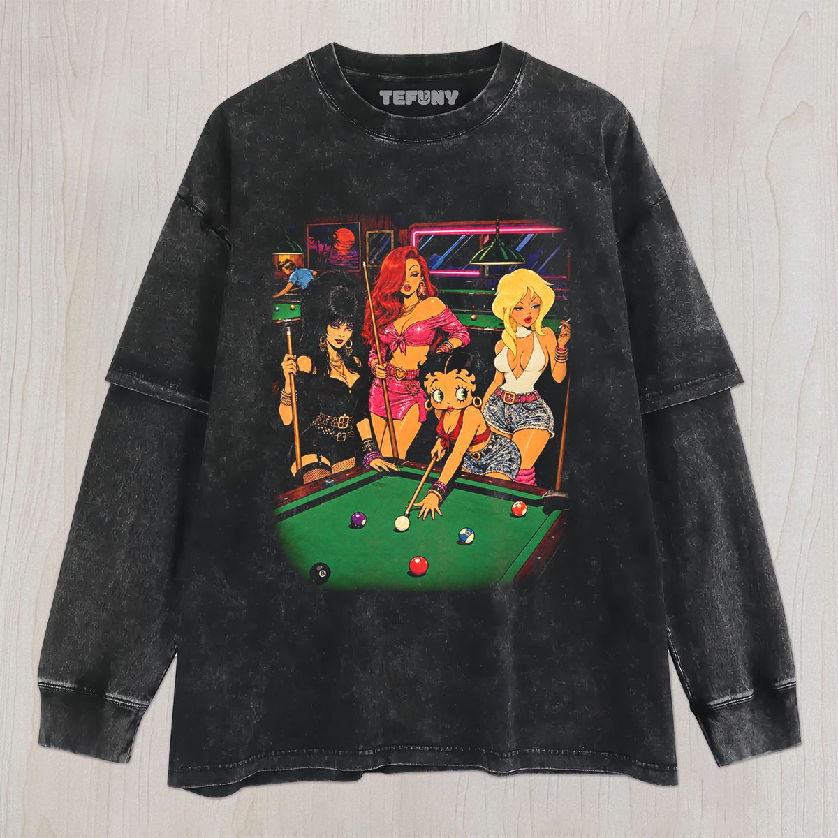 RETRO & PLAYING BILLIARDS UNISEX TEE, TANK TOP, LAYERED LS, SWEATSHIRT & HOODIE