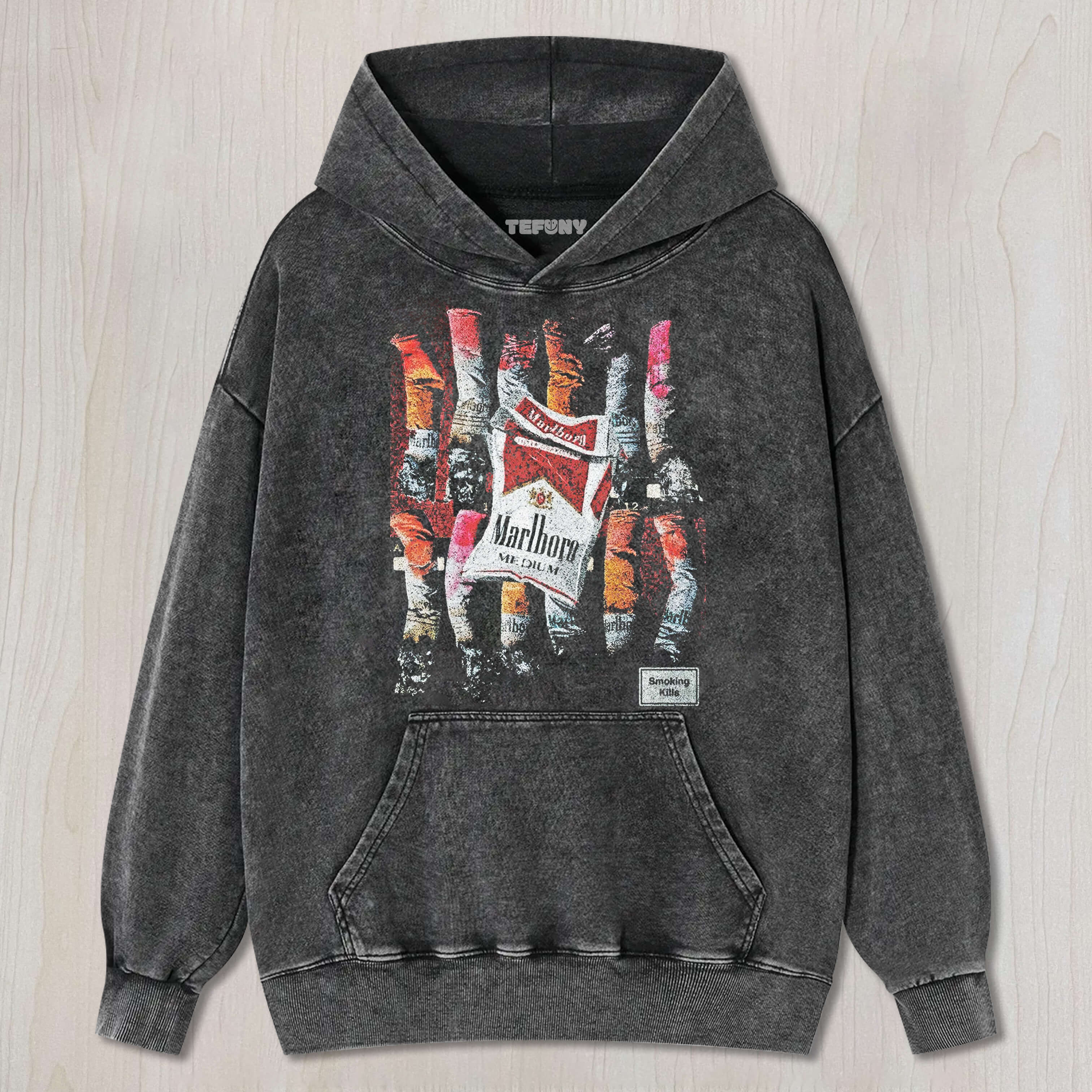 RETRO STREET CIGARETTE BUTT PRINT T-SHIRT