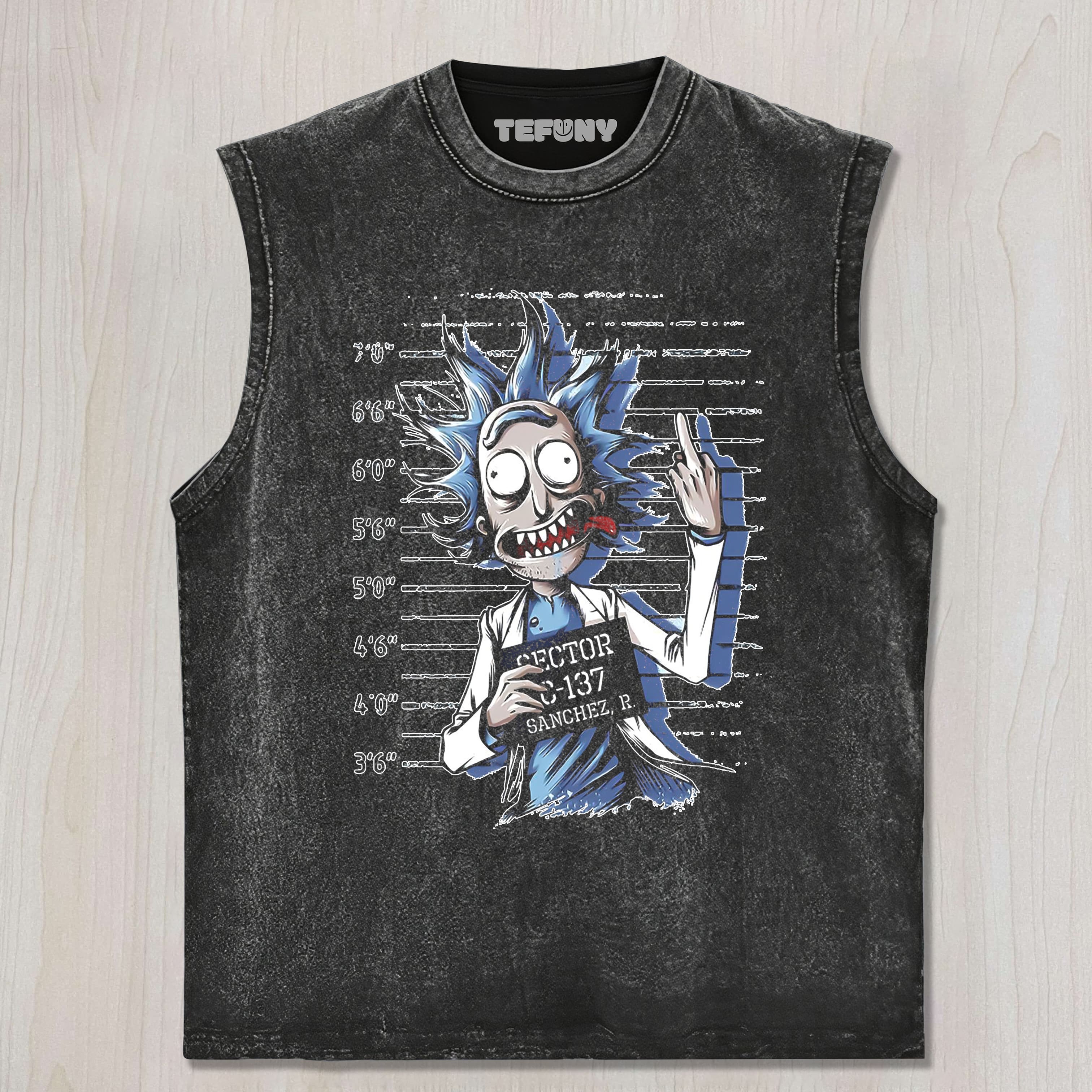 RICK GIVES THE MIDDLE FINGER UNISEX TEE, TANK TOP, LAYERED LS, SWEATSHIRT & HOODIE