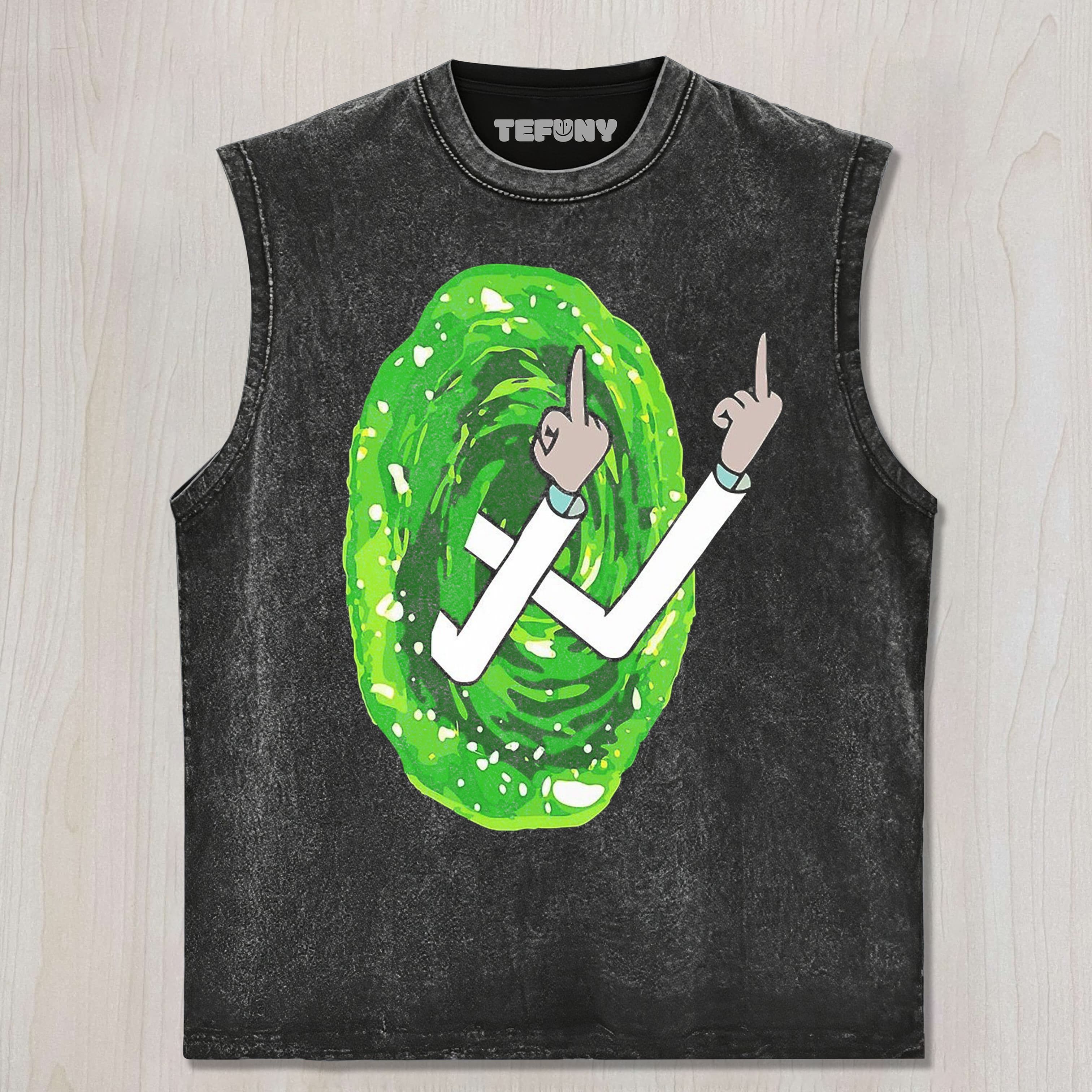 RICK GIVES THE MIDDLE FINGER UNISEX TEE, TANK TOP, LAYERED LS, SWEATSHIRT & HOODIE