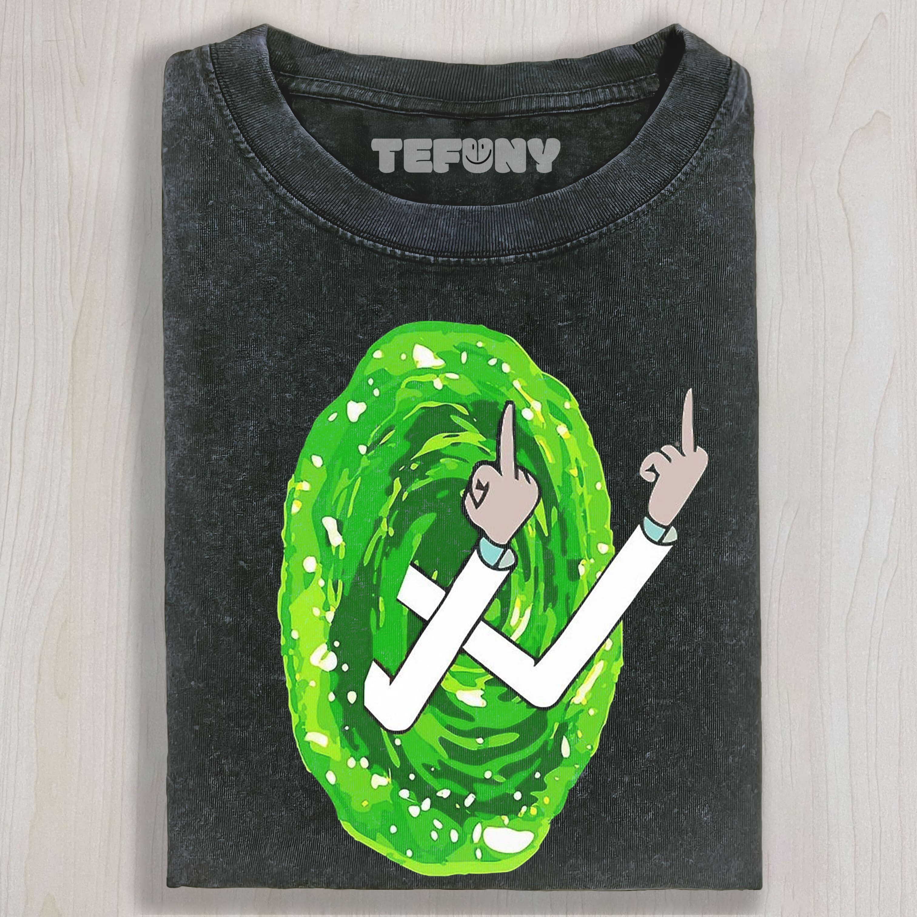 RICK GIVES THE MIDDLE FINGER UNISEX TEE, TANK TOP, LAYERED LS, SWEATSHIRT & HOODIE