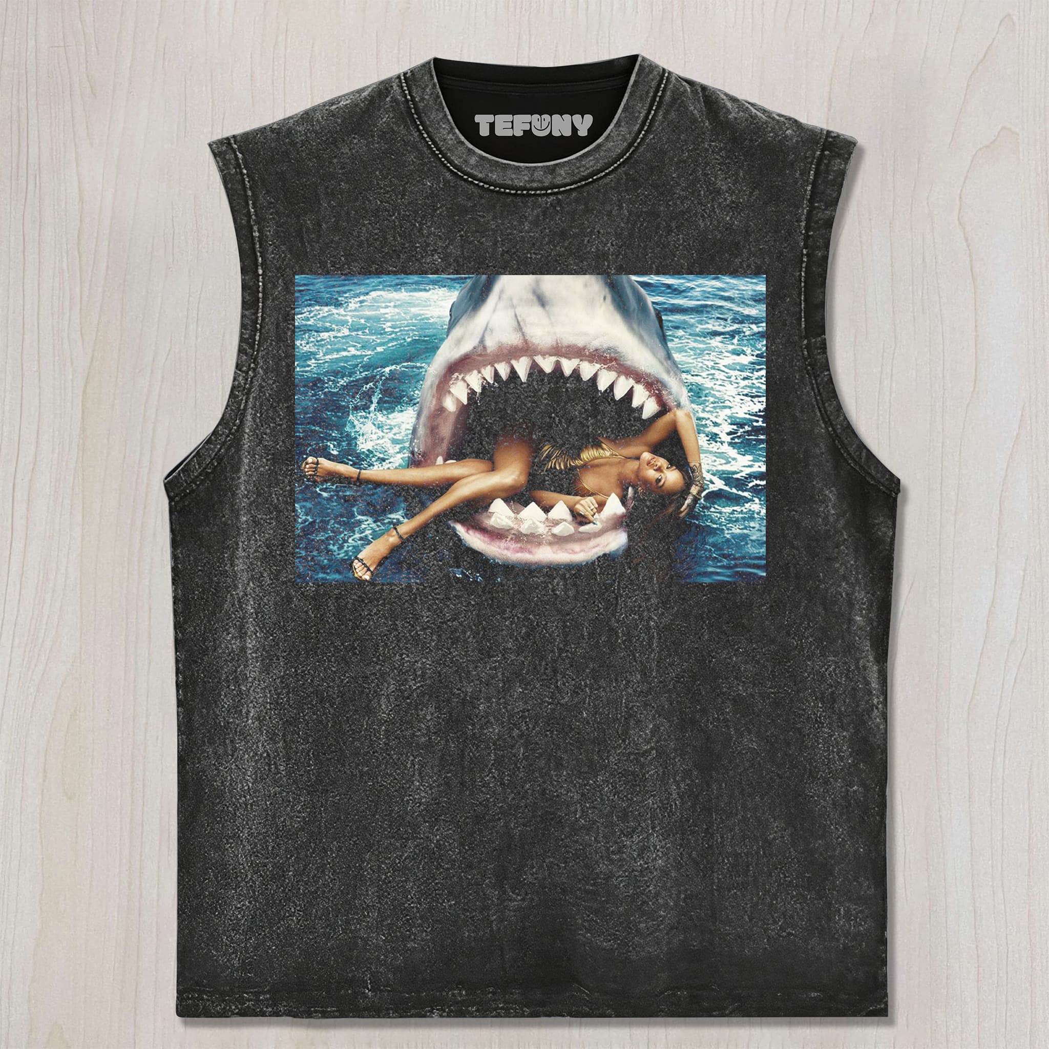 RIHANNA AND THE SHARK UNISEX TEE, TANK TOP, LAYERED LS, SWEATSHIRT & HOODIE