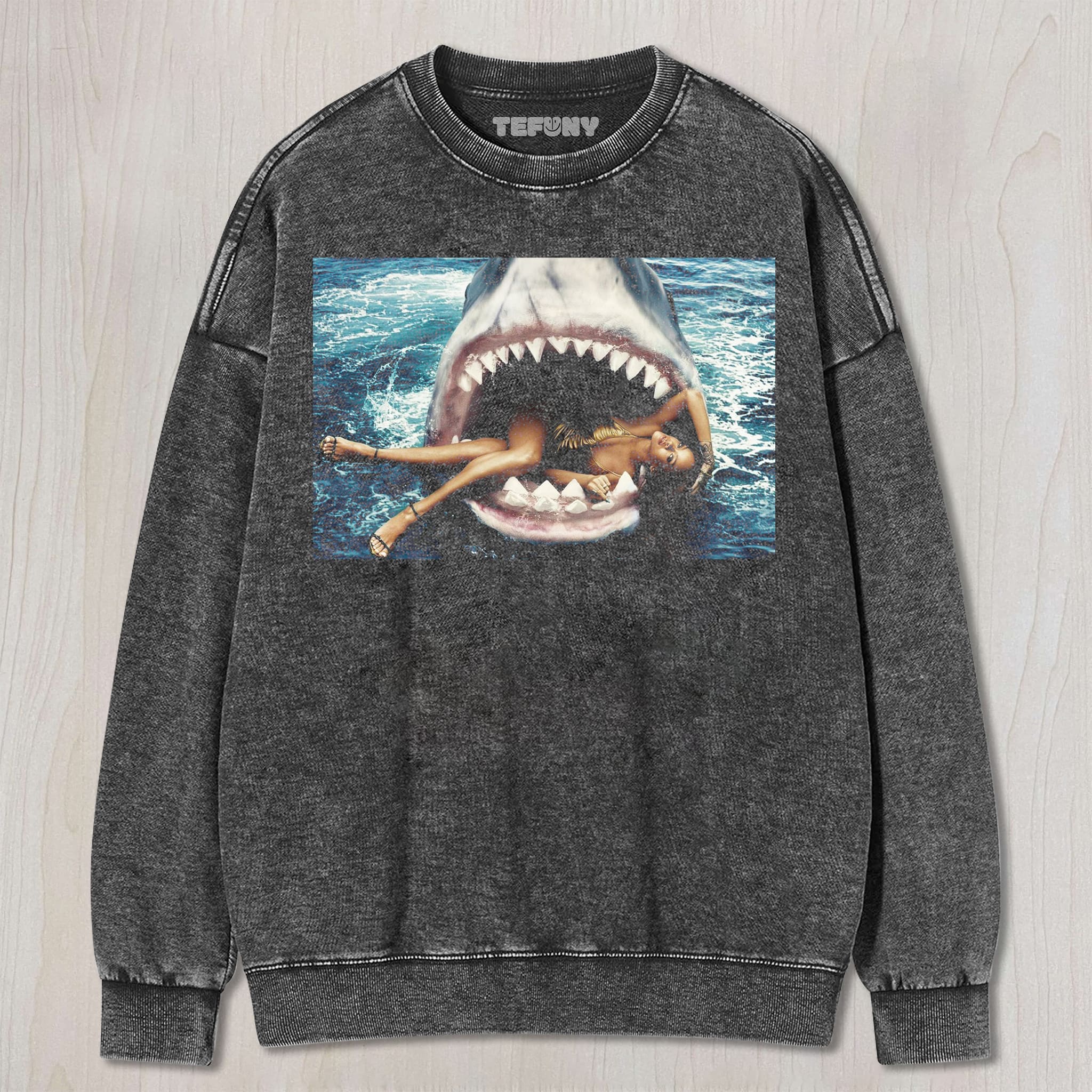 RIHANNA AND THE SHARK UNISEX TEE, TANK TOP, LAYERED LS, SWEATSHIRT & HOODIE