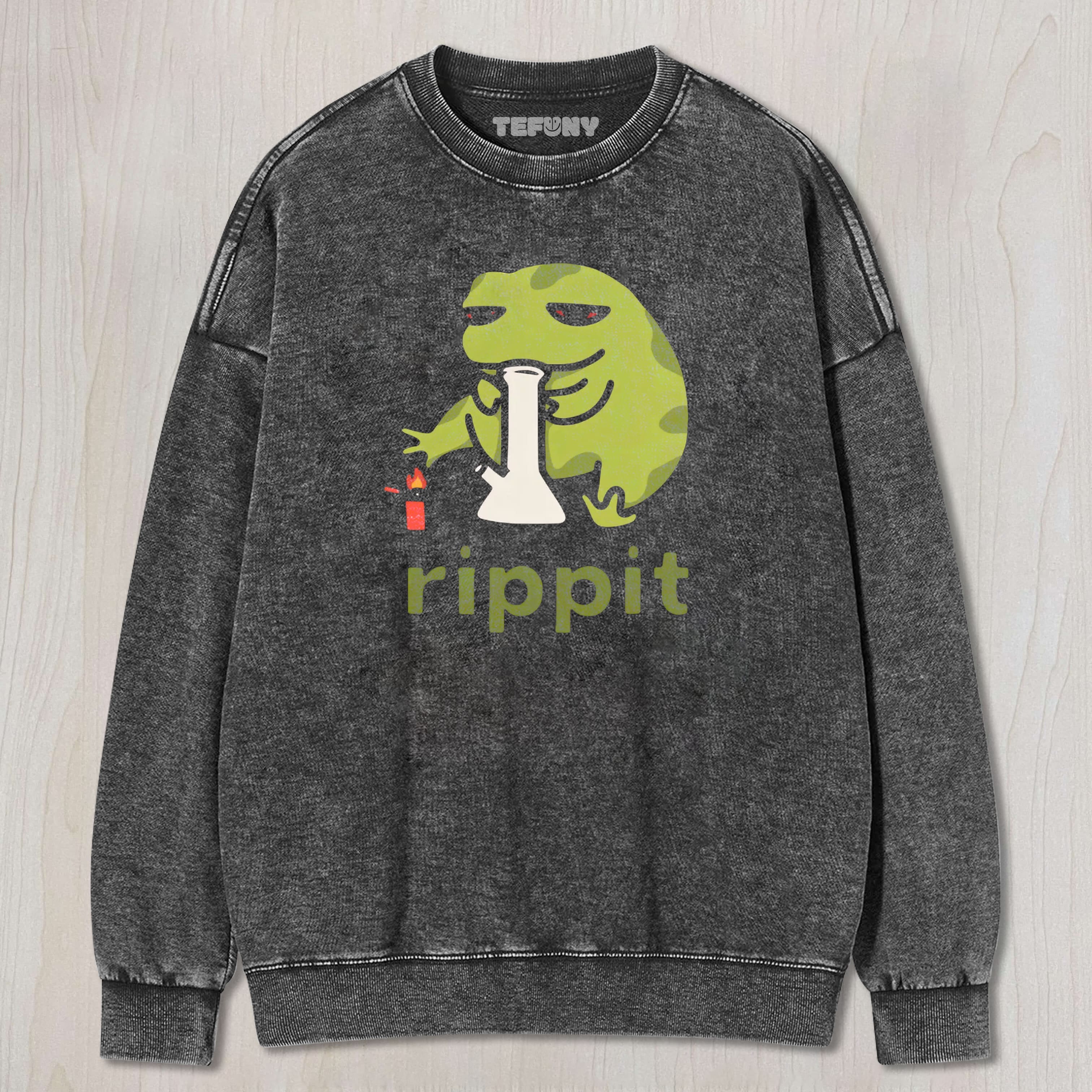 RIPPIT - FUNNY FROG WASHED TEE & SWEAT & HOOD
