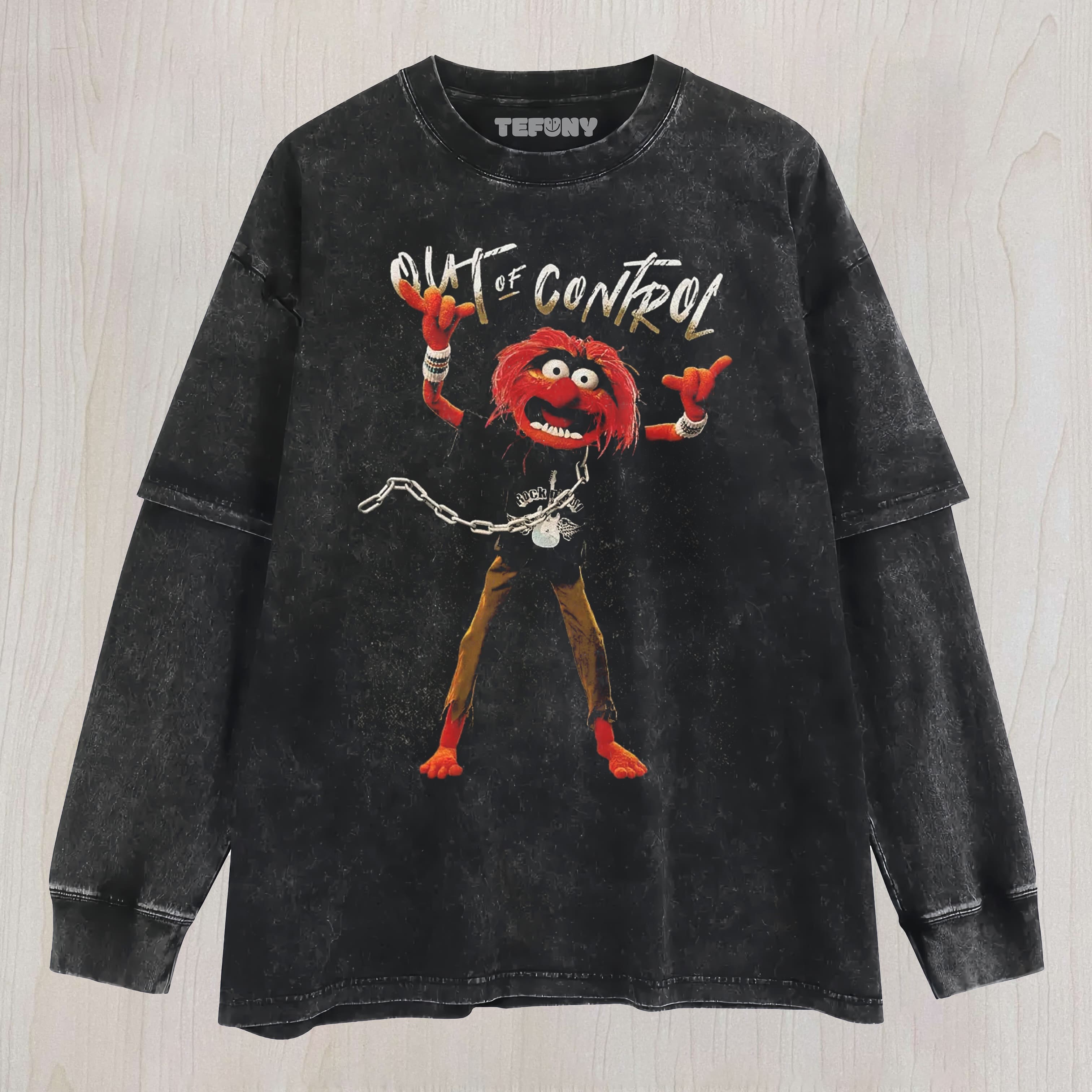 ROCKSTAR ANIMAL PUPPET GRAPHIC WASHED UNISEX TEE, TANK TOP, LAYERED LS, SWEATSHIRT & HOODIE