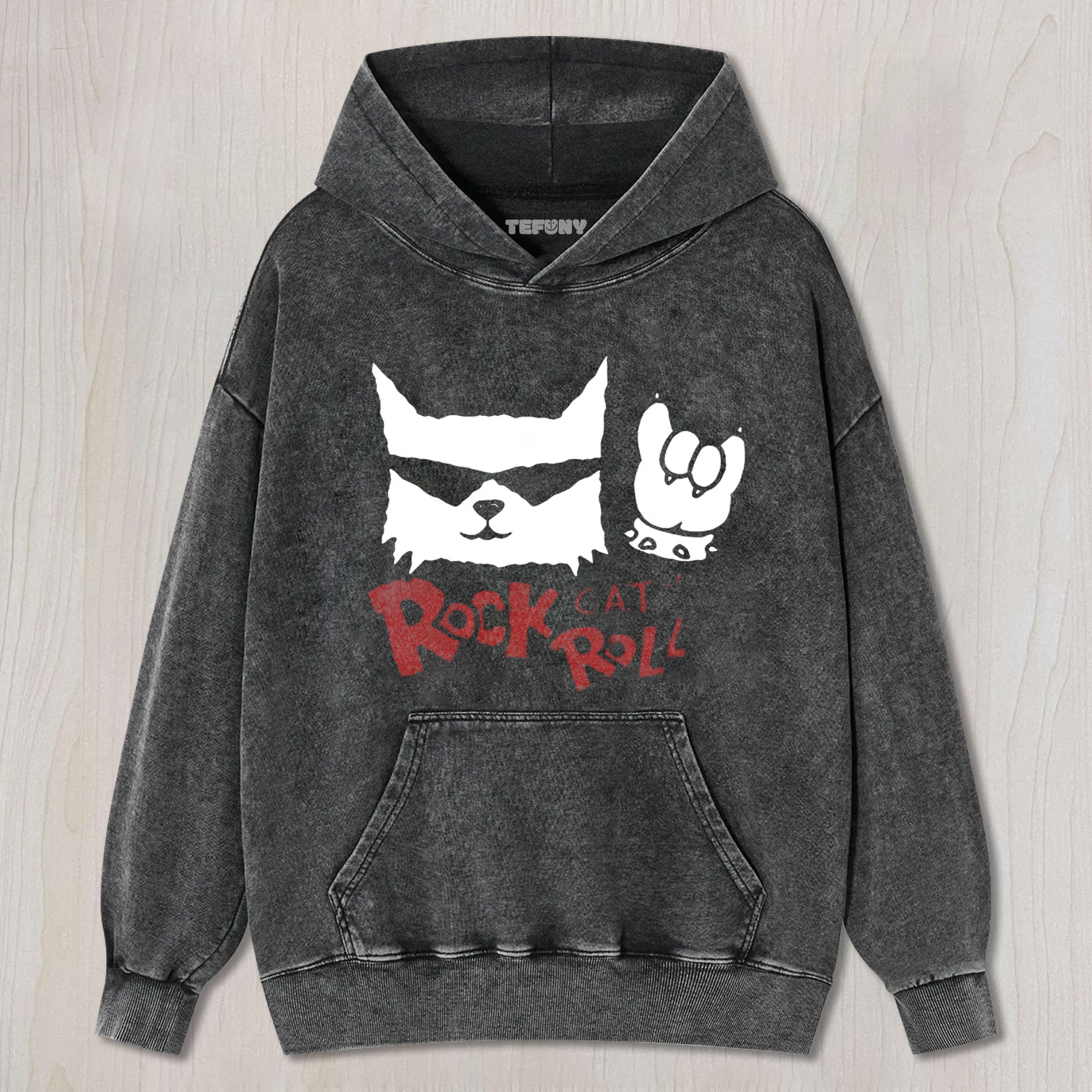ROCK CAT ROLL WASHED TEE & SWEAT & HOOD