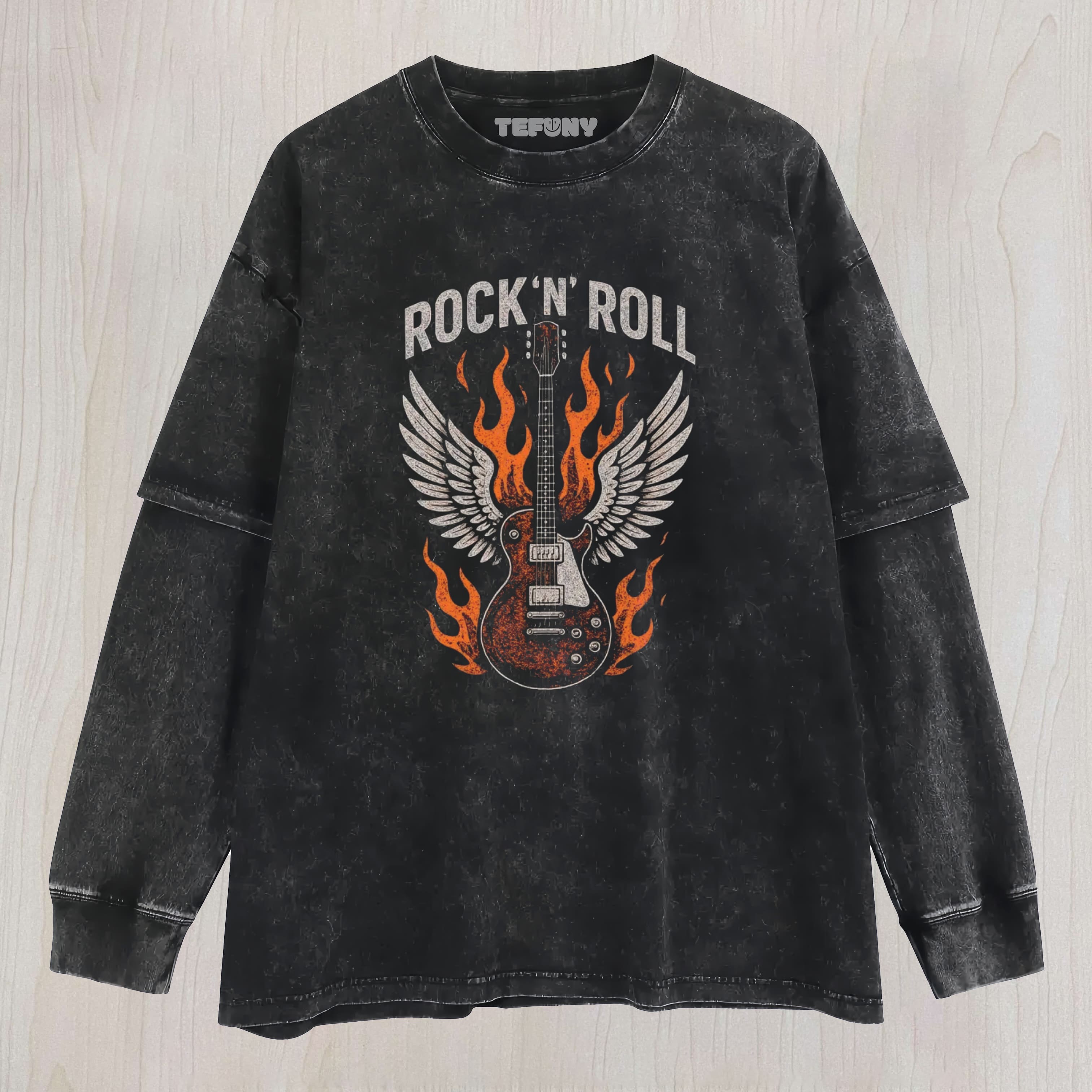 ROCK 'N' ROLL GUITAR WINGS COTTON LAYERED LONG SLEEVE