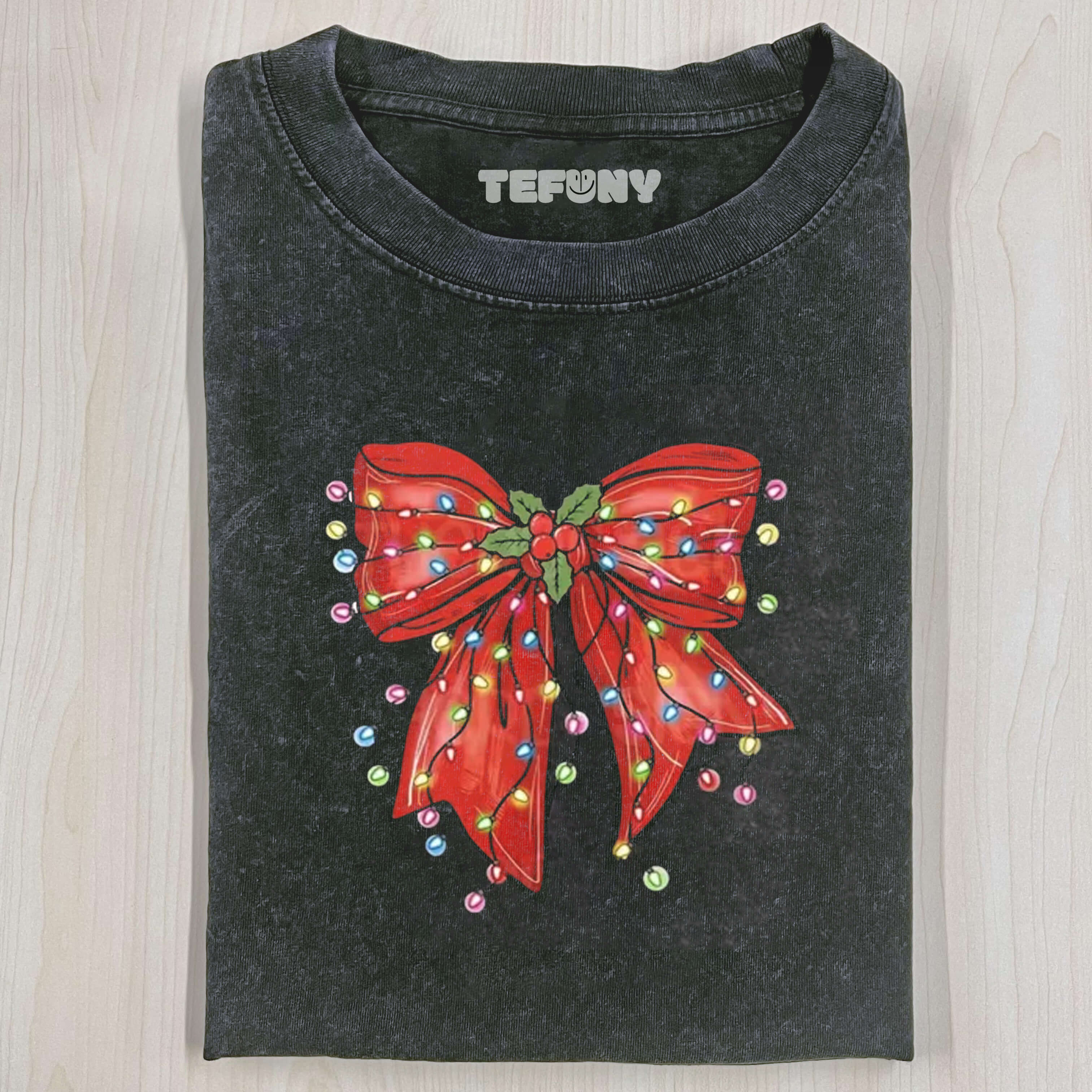 Red Bow Christmas Lights Coquette T-Shirt