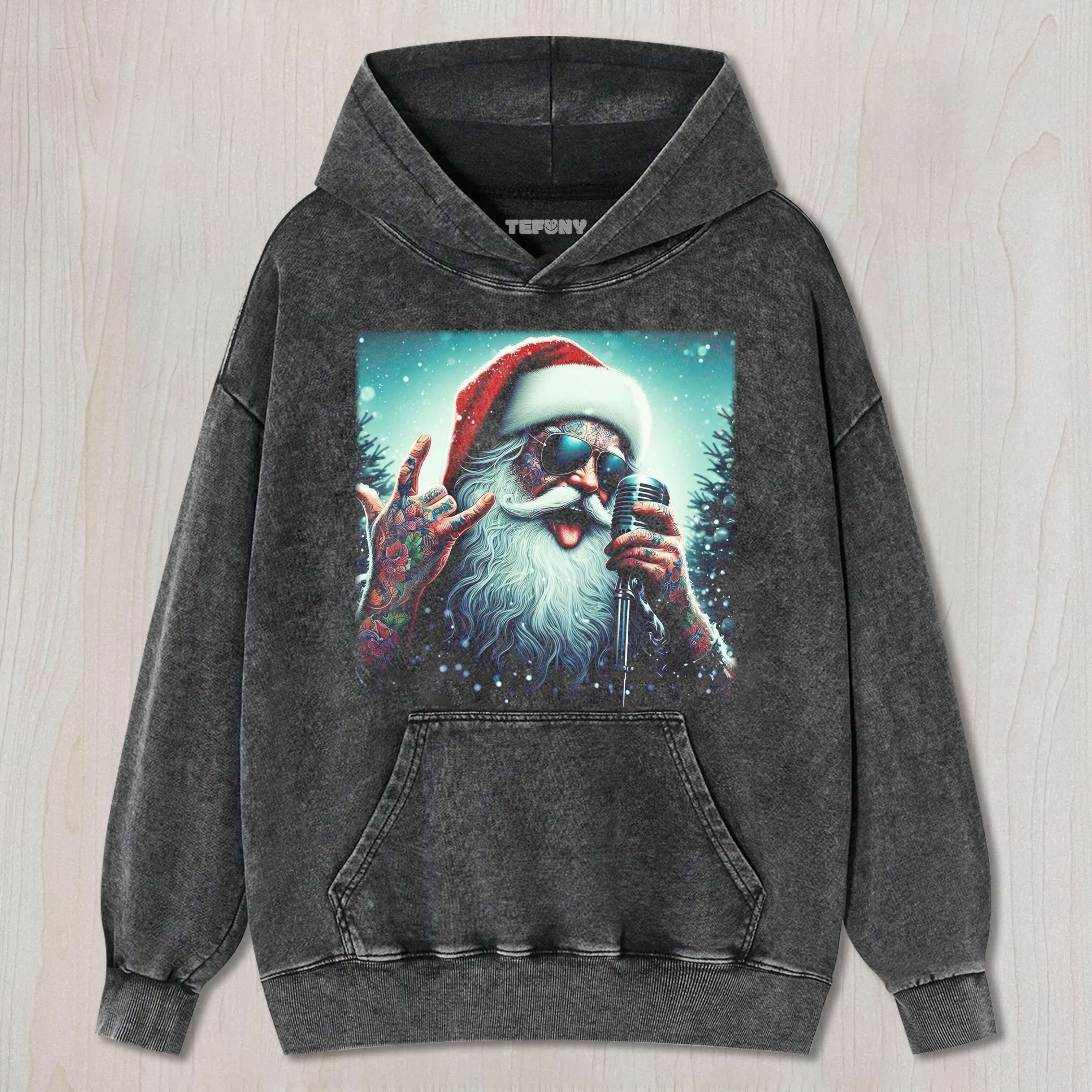 SANTA CLAUS WITH A MICROPHONE TEE & SWEAT & HOOD