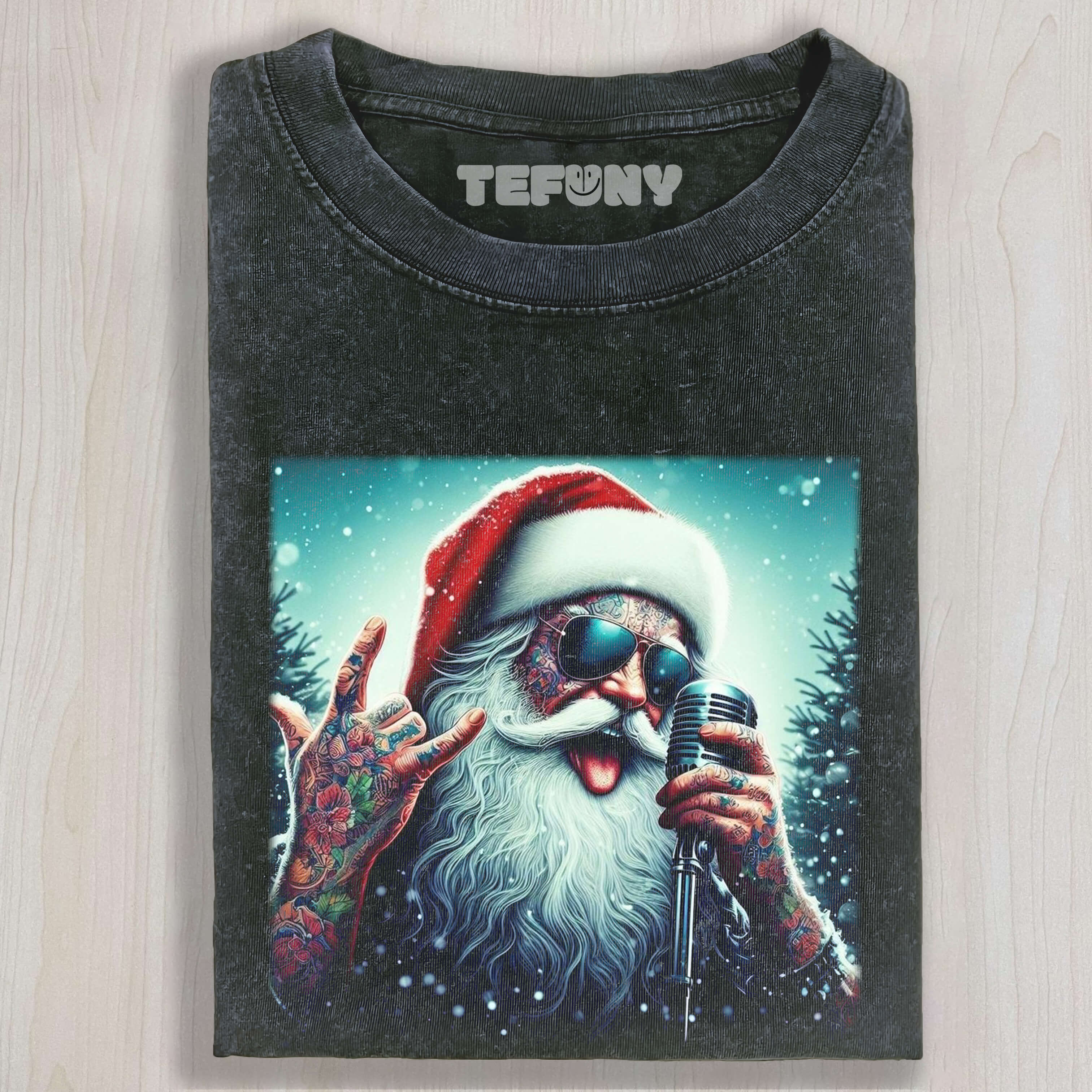 SANTA CLAUS WITH A MICROPHONE TEE & SWEAT & HOOD