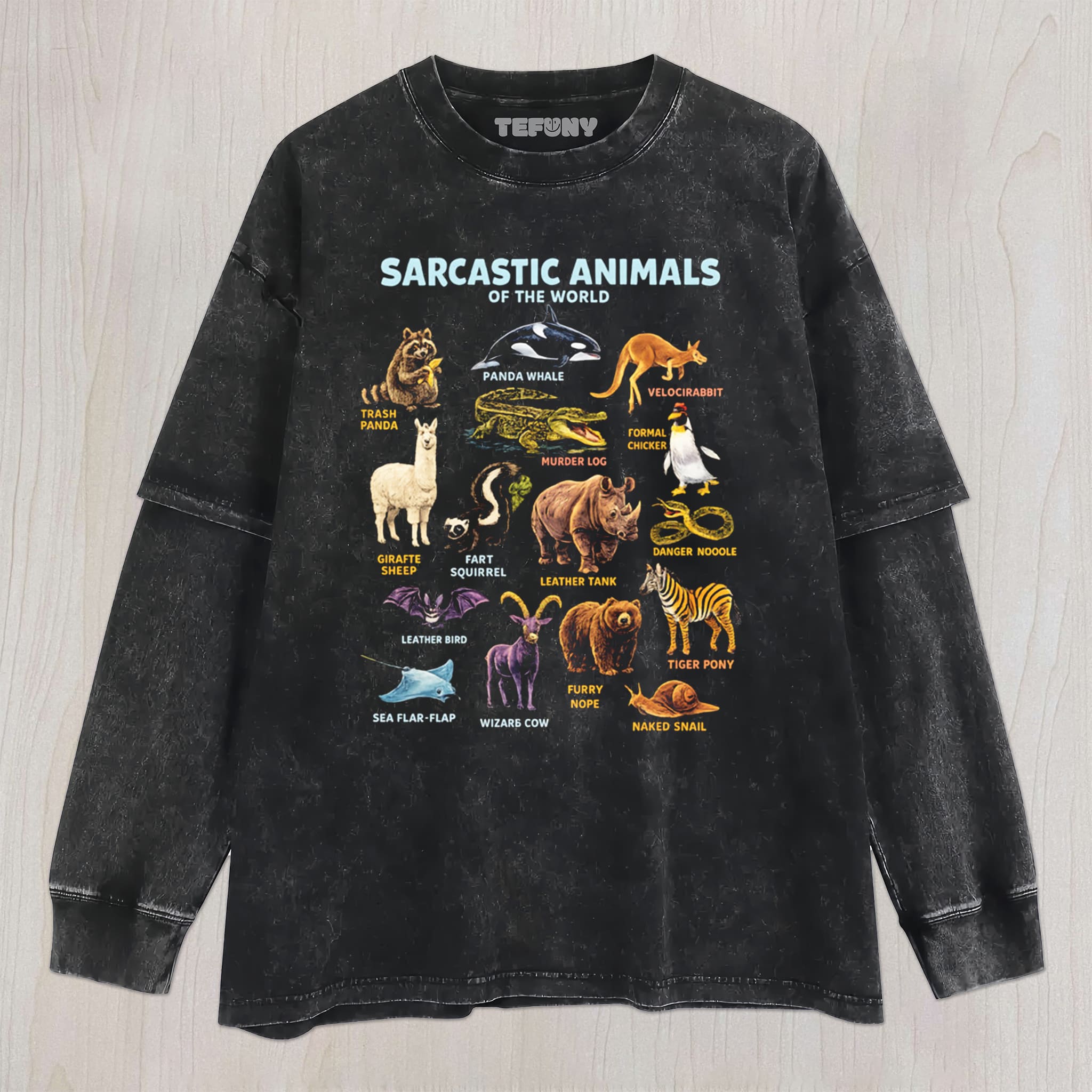 SARCASTIC ANIMALS OF THE WORLD UNISEX TEE, TANK TOP, LAYERED LS, SWEATSHIRT & HOODIE