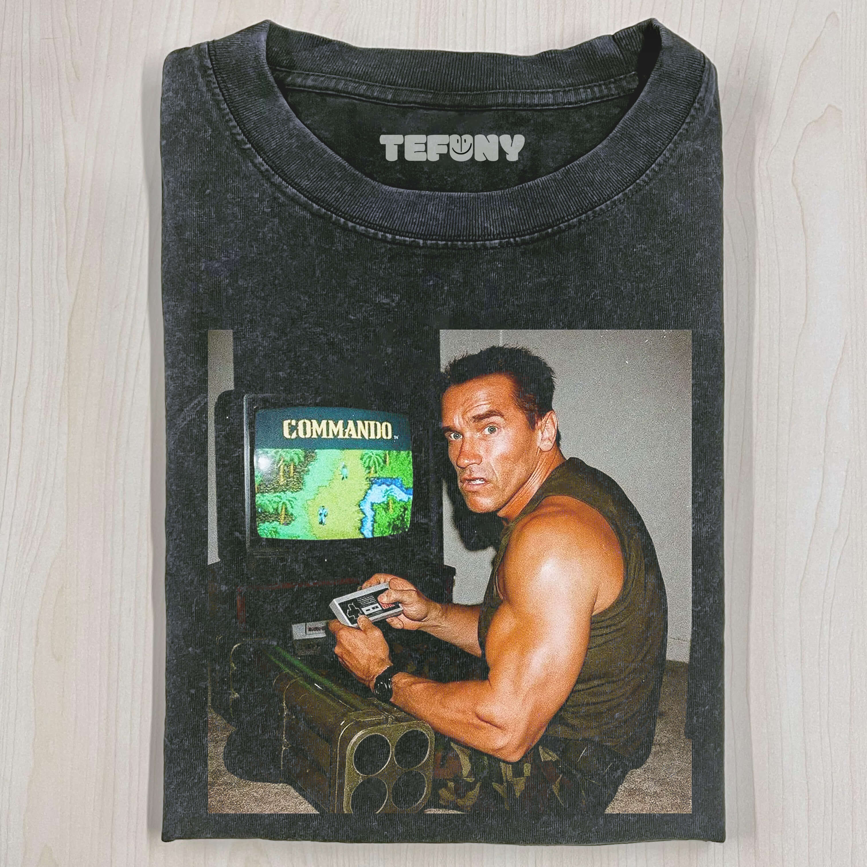 SCHWARZENEGGER PLAYING COMMANDO T-SHIRT