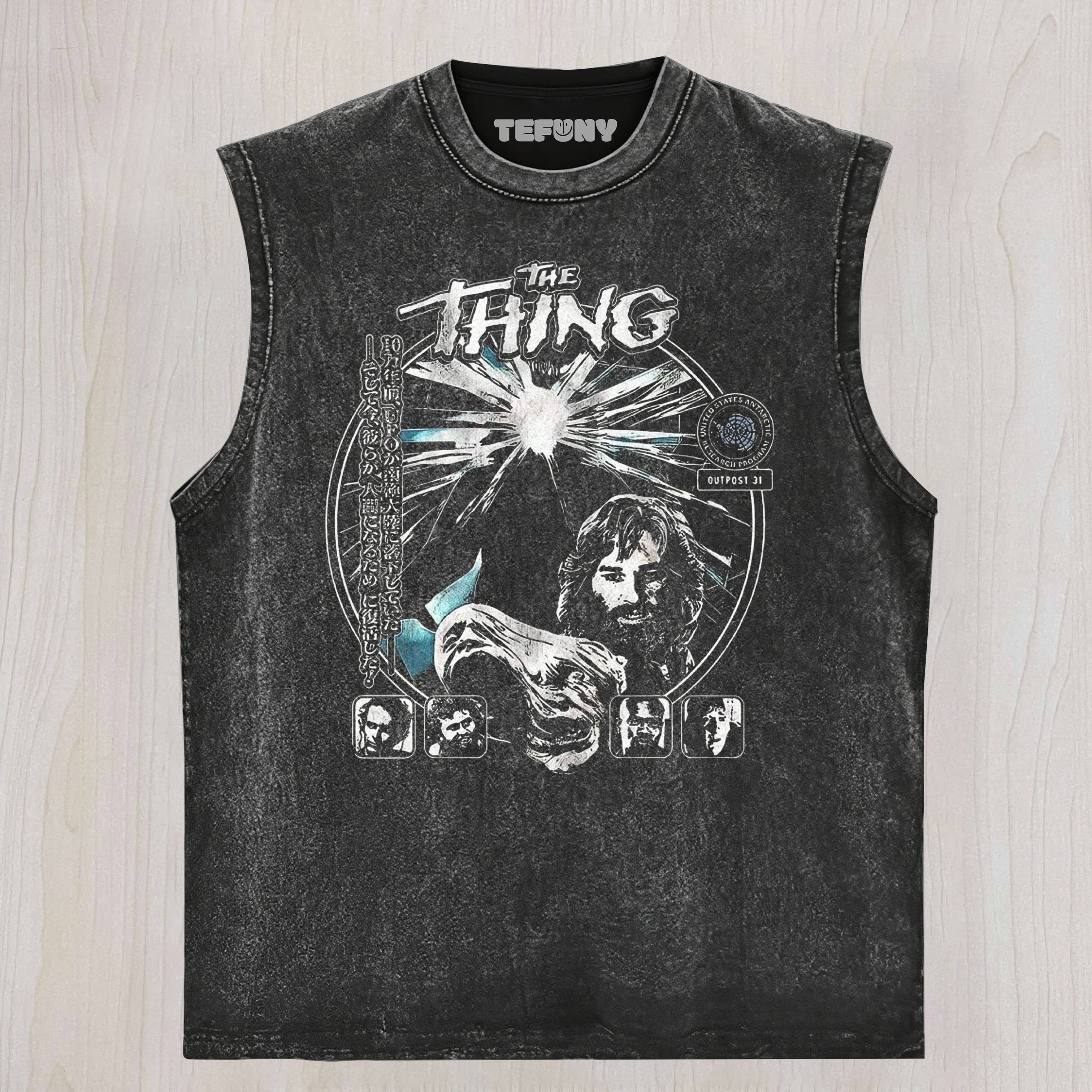SCI-FI HORROR COLLAGE GRAPHIC VINTAGE WASHED UNISEX TEE, TANK TOP, LAYERED LS, SWEATSHIRT & HOODIE