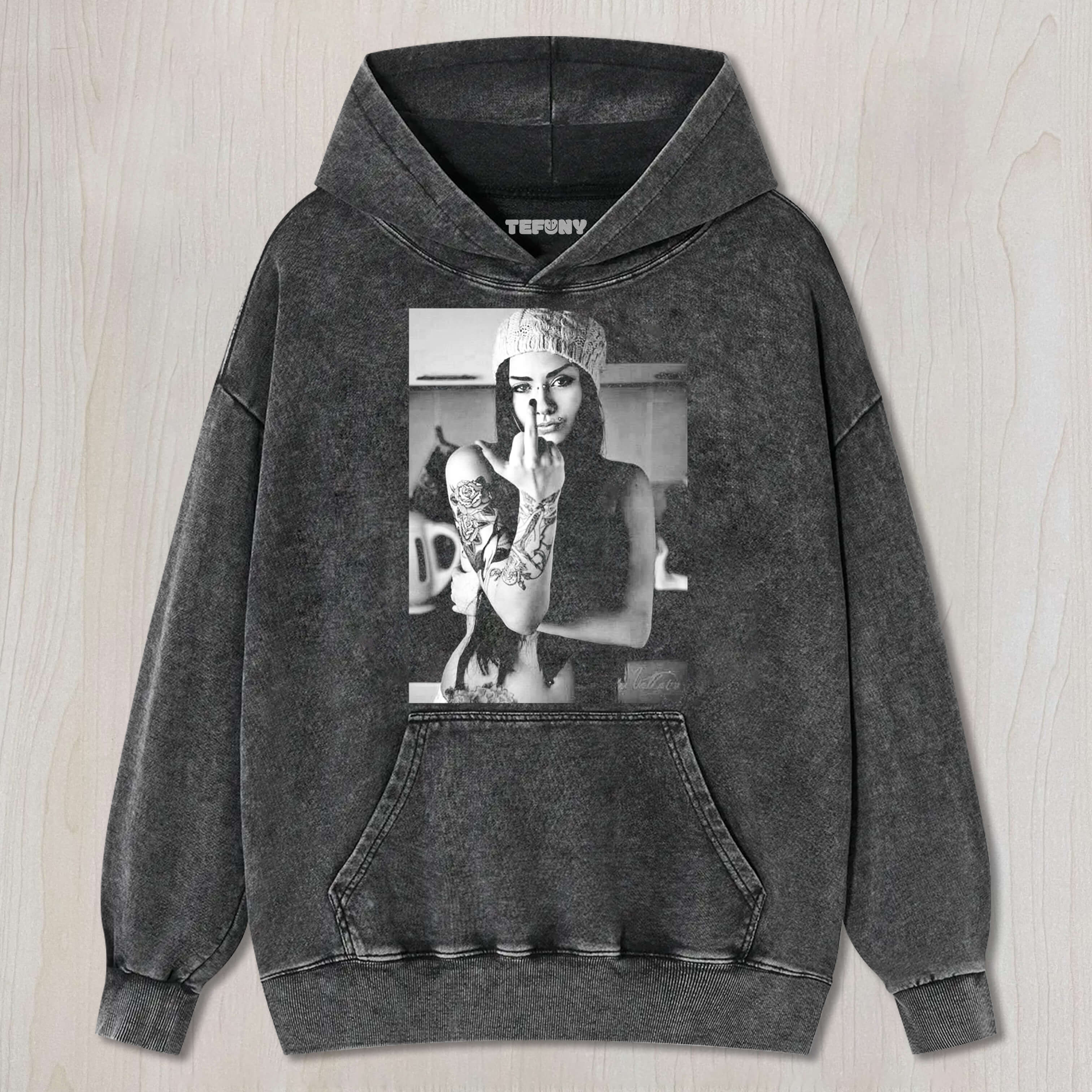 SEXY WOMAN GIVING THE MIDDLE FINGER T-SHIRT