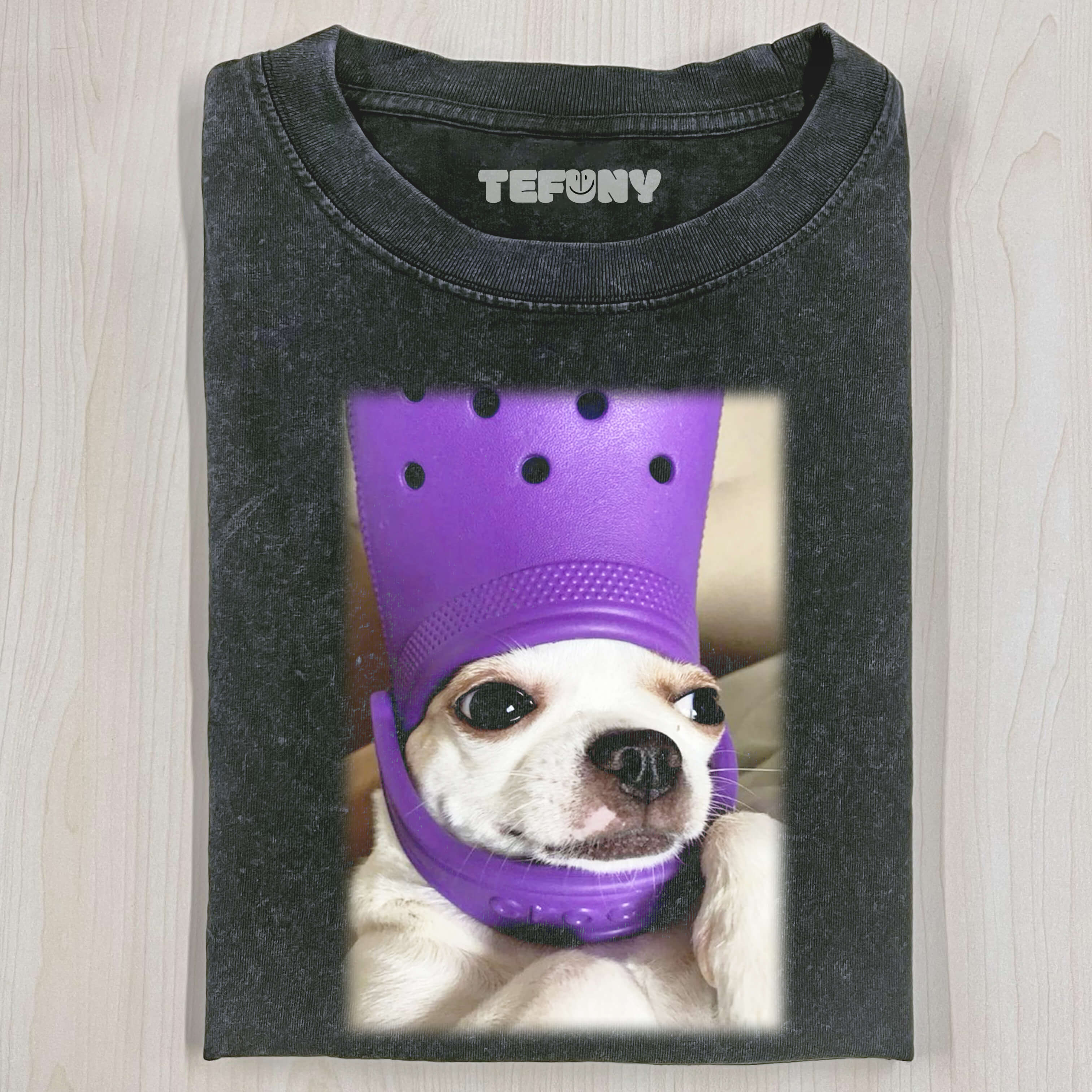 SHOES HANGING ON DOG'S HEAD T-SHIRT