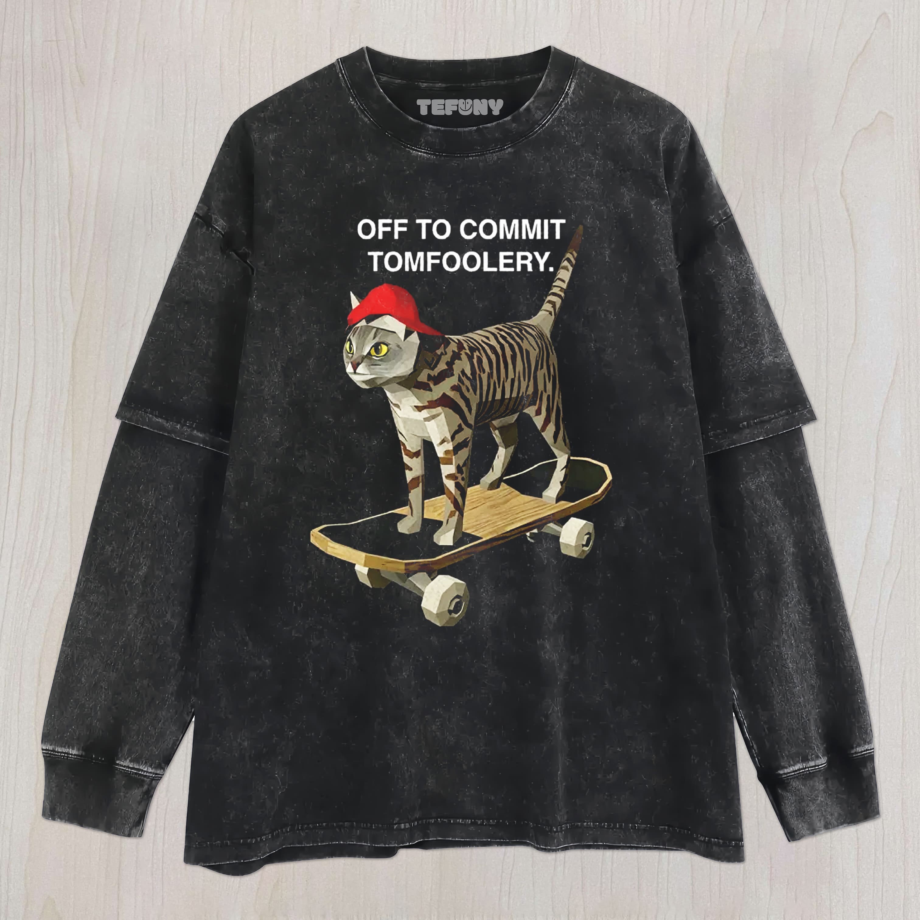 SKATEBOARDING CAT UNISEX TEE, TANK TOP, LAYERED LS, SWEATSHIRT & HOODIE