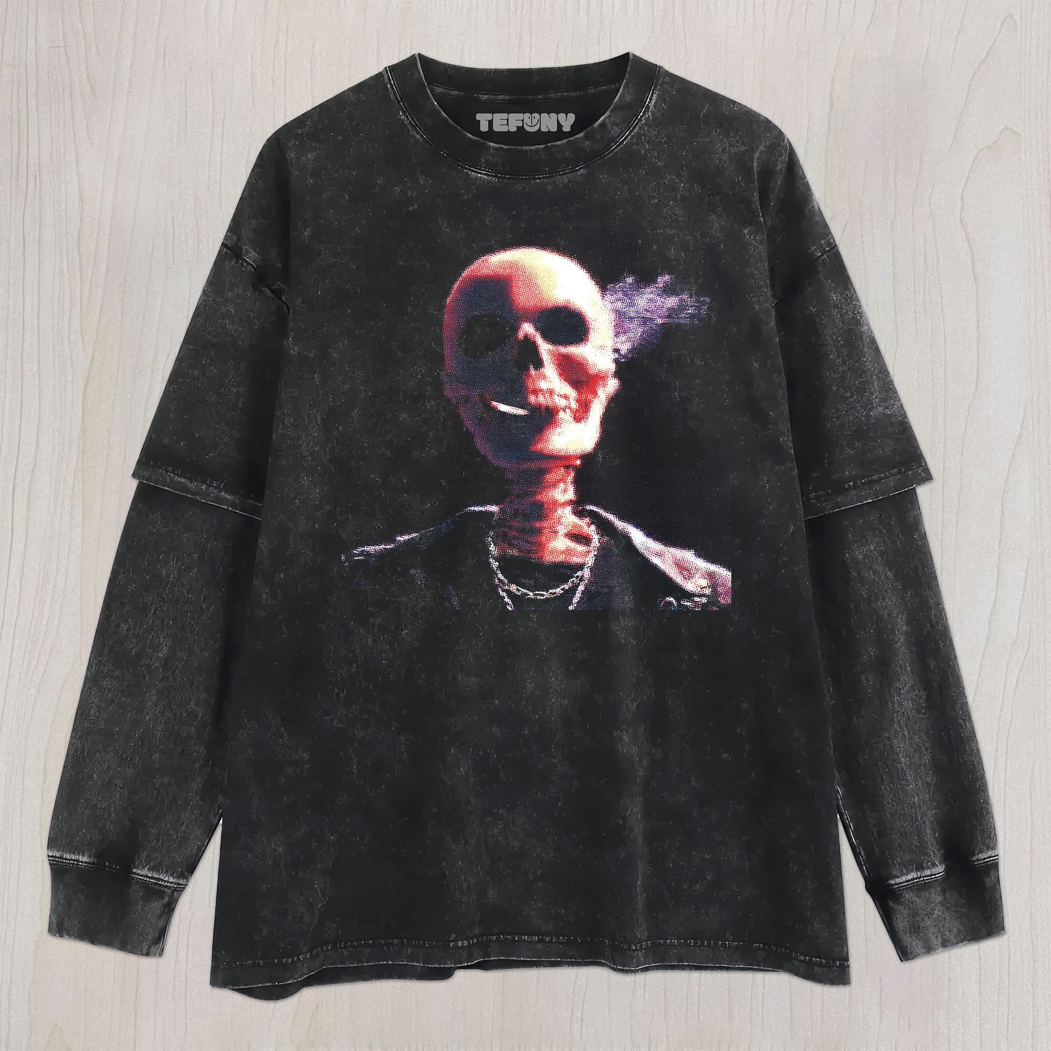 SKELETON SMOKING V UNISEX TEE, TANK TOP, LAYERED LS, SWEATSHIRT & HOODIE