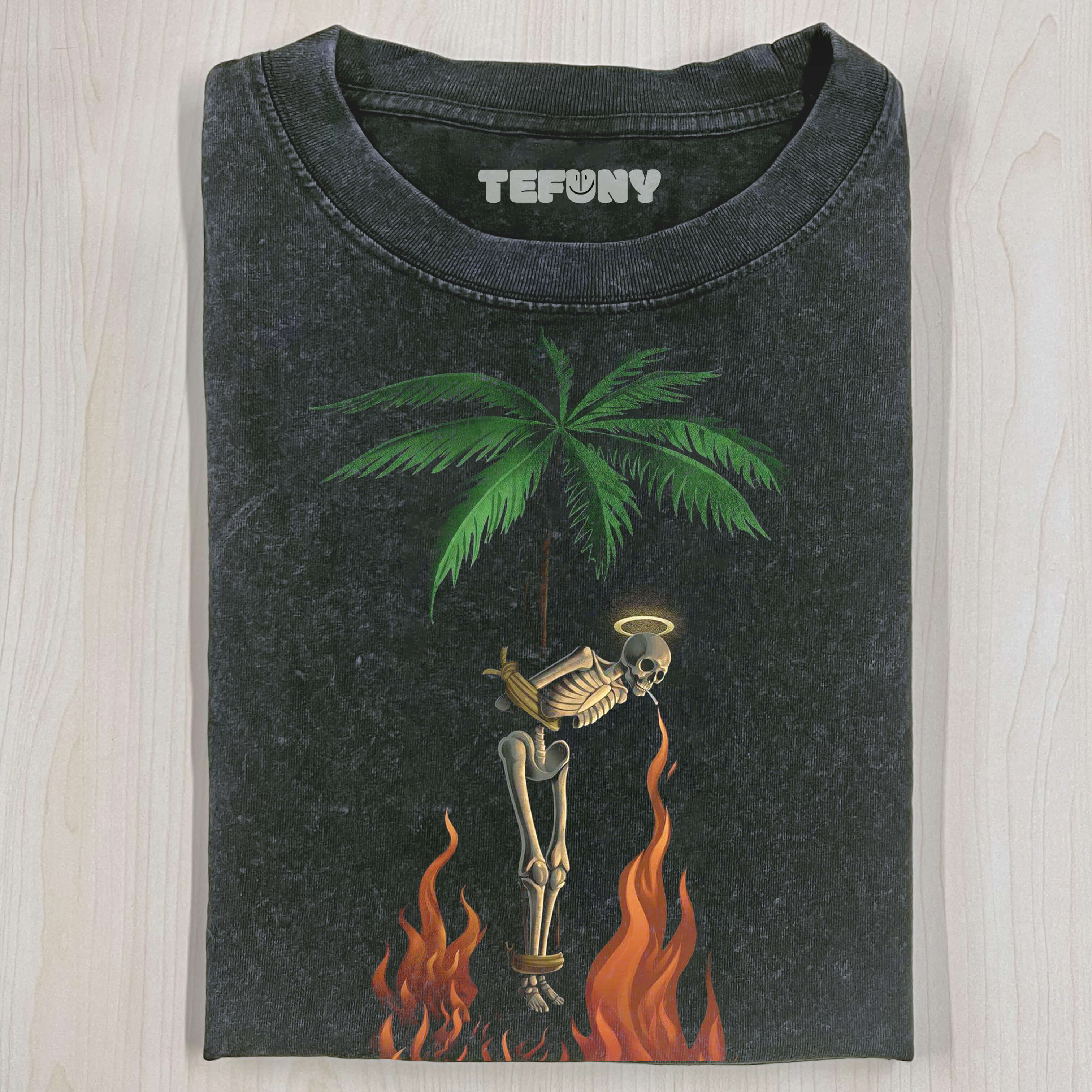 SKELETON BURNED BY FIRE T-SHIRT