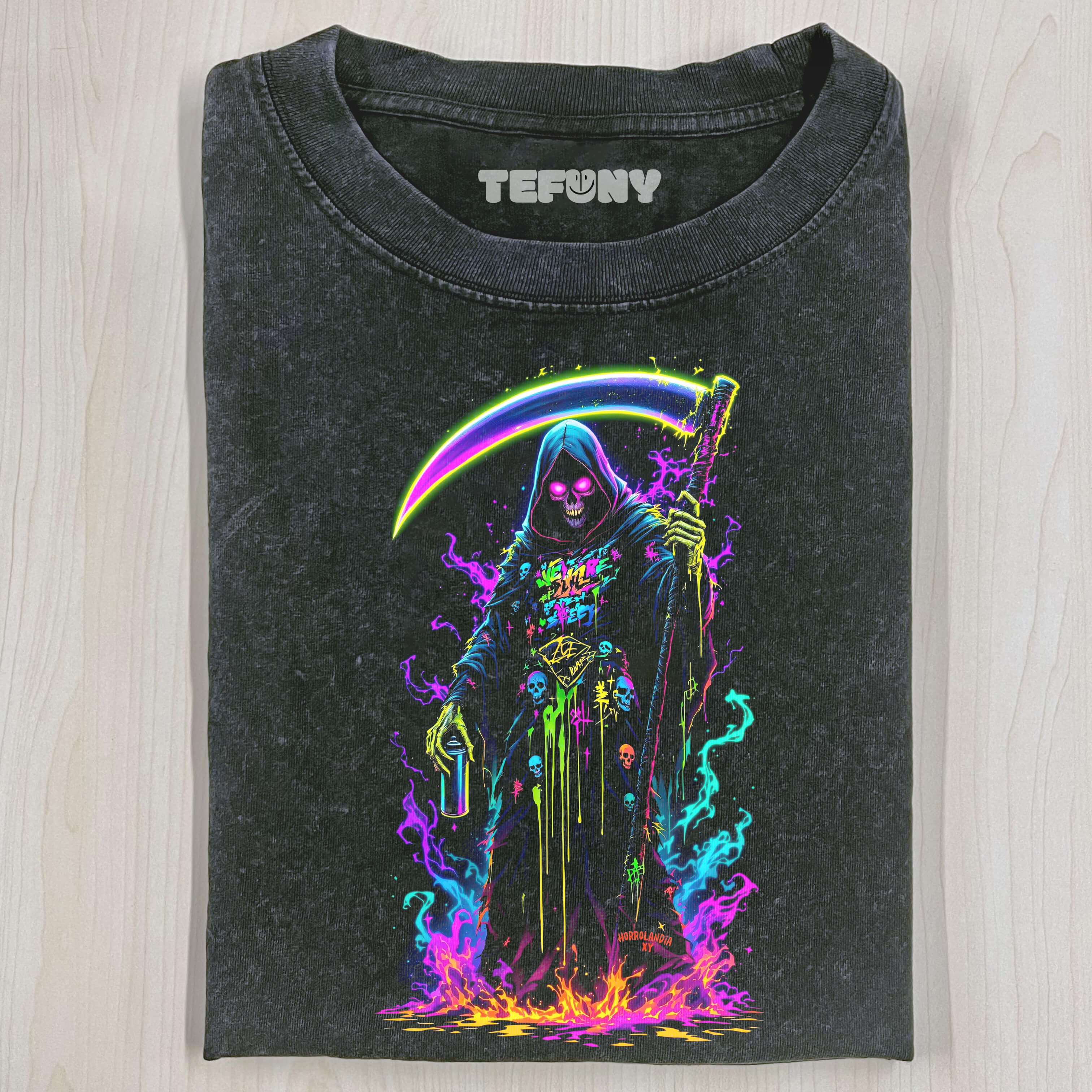SKELETON HOLDING A SICKLE T-SHIRT