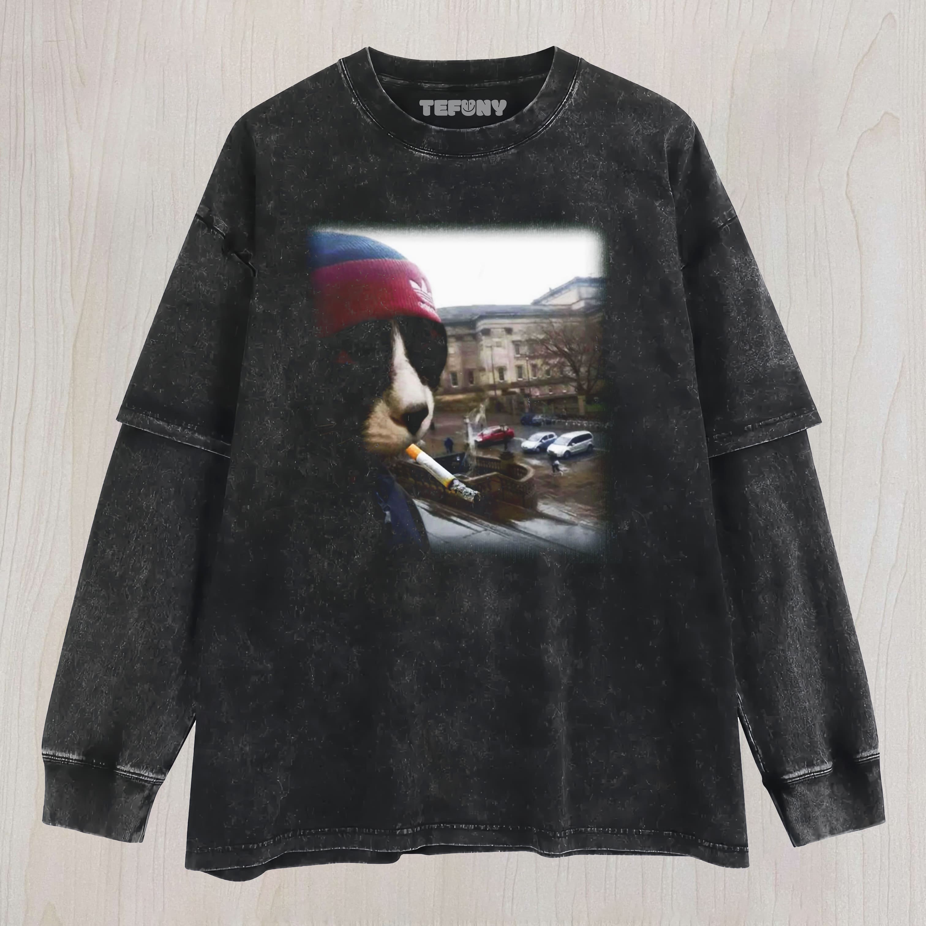 SMOKING CAT-2 LAYERED LONG SLEEVE