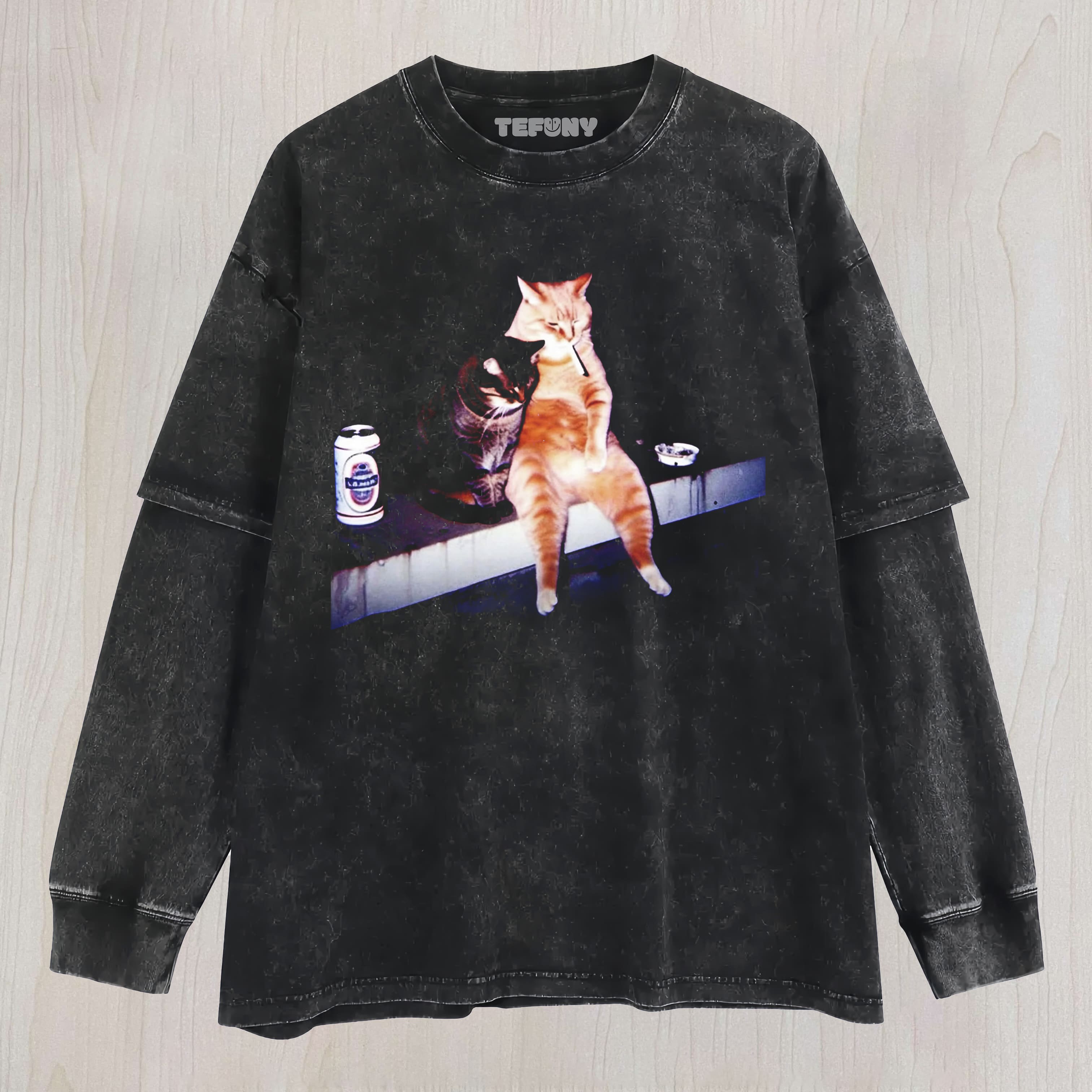 SMOKING CAT LAYERED LONG SLEEVE