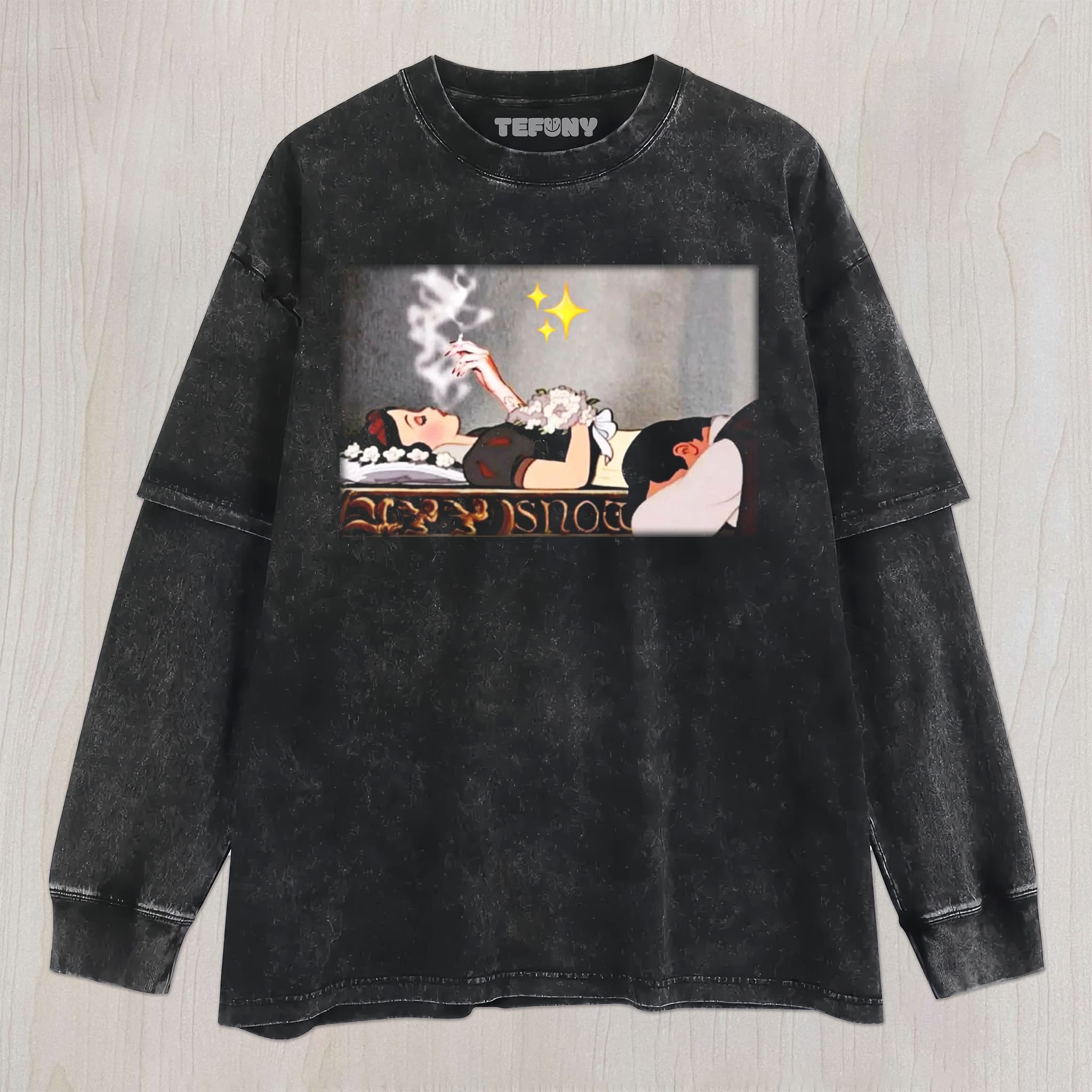 SNOW WHITE IS LYING DOWN SMOKING UNISEX TEE, TANK TOP, LAYERED LS, SWEATSHIRT & HOODIE