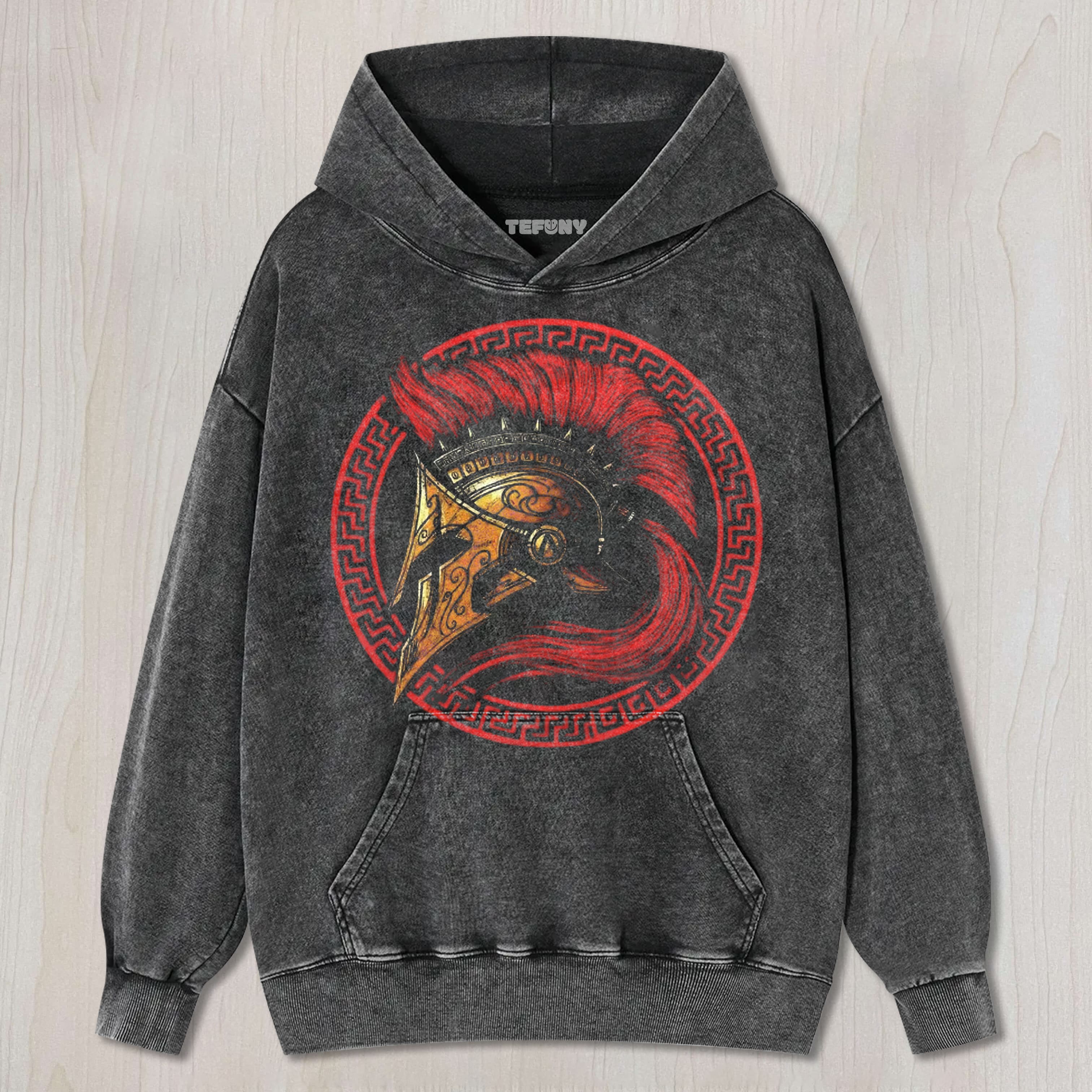 SPARTAN WARRIOR HELMET GRAPHIC WASHED UNISEX TEE, TANK TOP, LAYERED LS, SWEATSHIRT & HOODIE