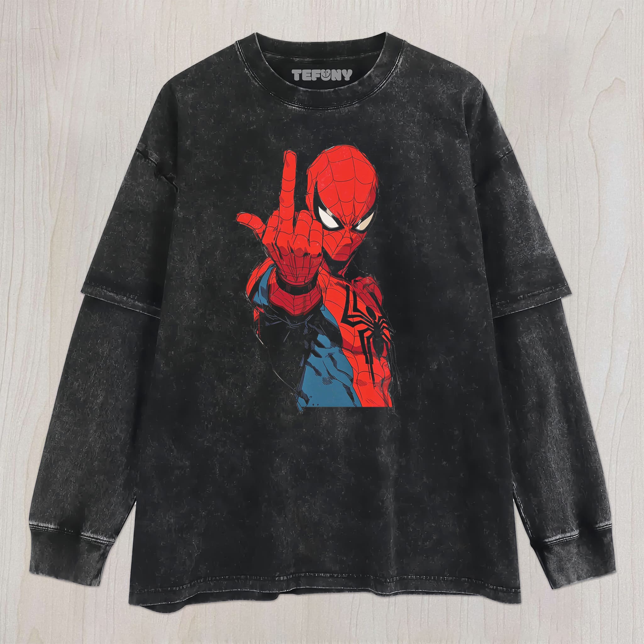 SPIDER-MAN MIDDLE FINGER UNISEX TEE, TANK TOP, LAYERED LS, SWEATSHIRT & HOODIE