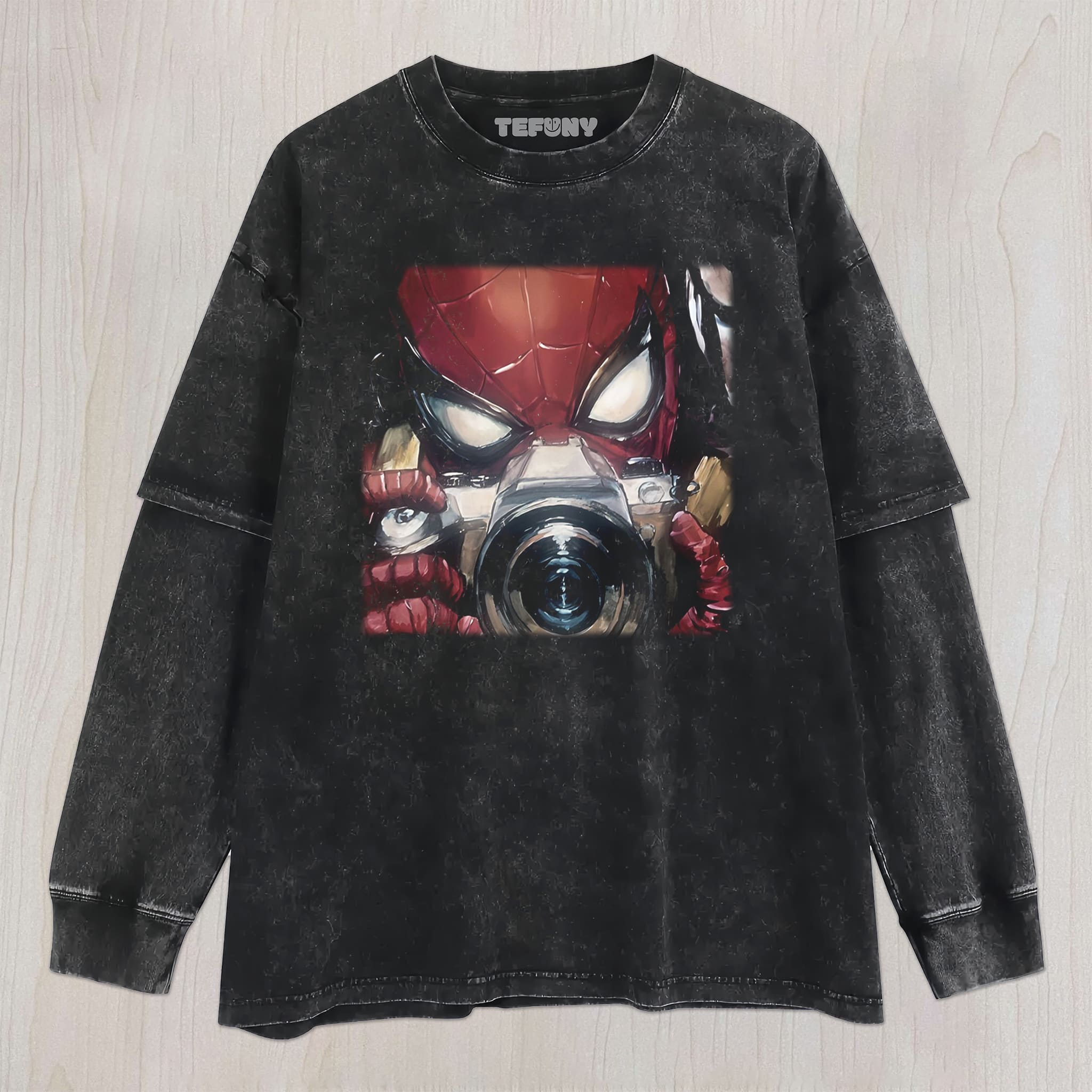 SPIDER-MAN WITH A CAMERA UNISEX TEE, TANK TOP, LAYERED LS, SWEATSHIRT & HOODIE