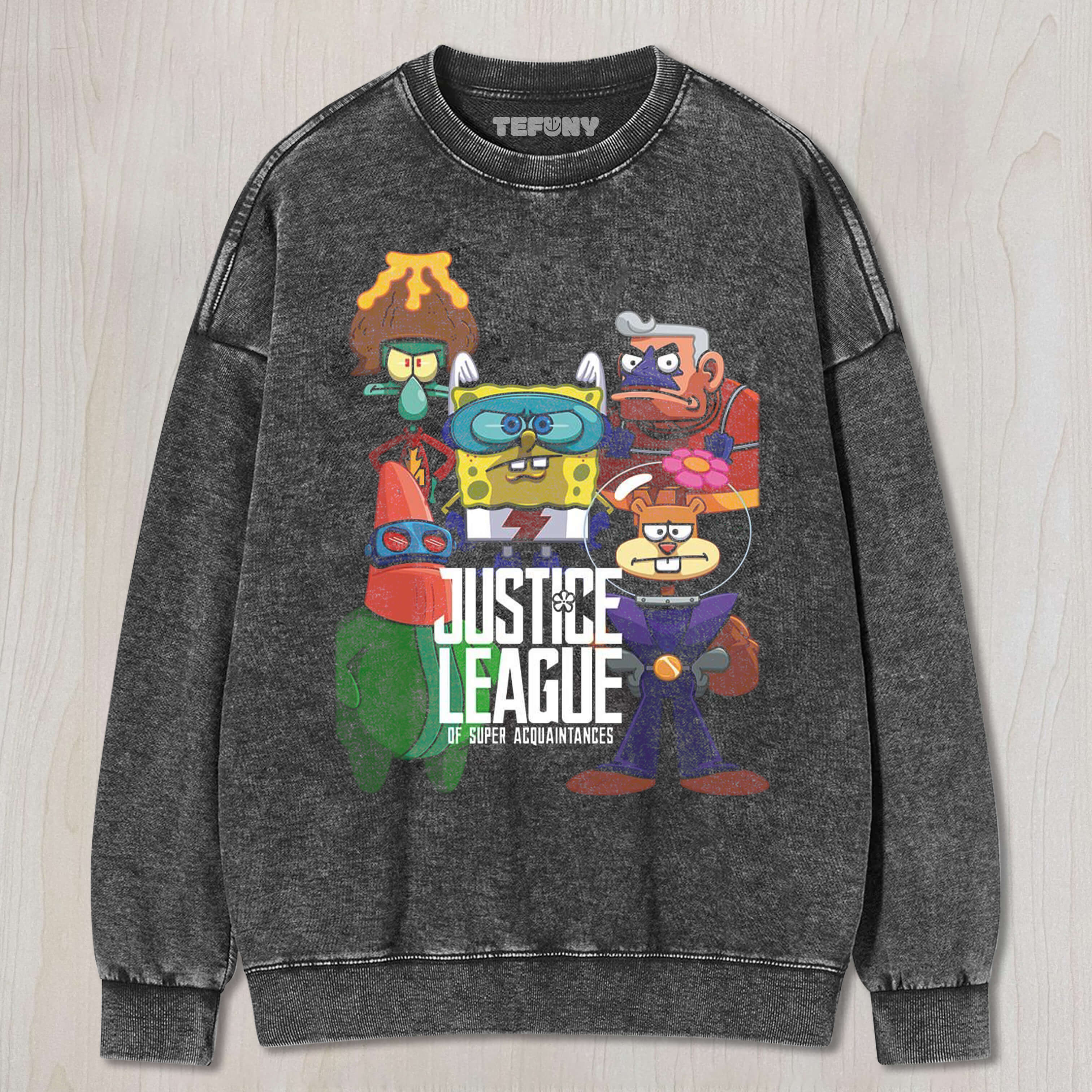 SPONGEBOB WEARING A JUSTICE LEAGUE SKIN T-SHIRT